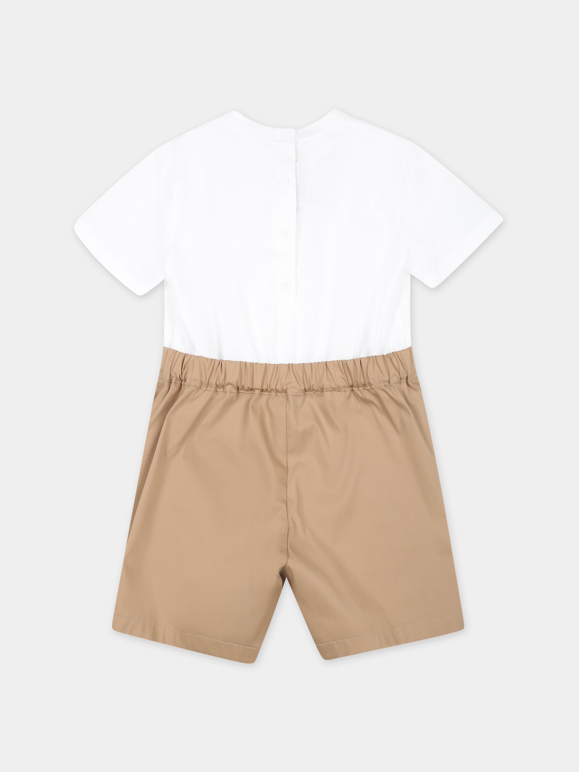 Pagliaccetto bianco per neonato con logo,Balmain Kids,BSA541 P0277 112BC