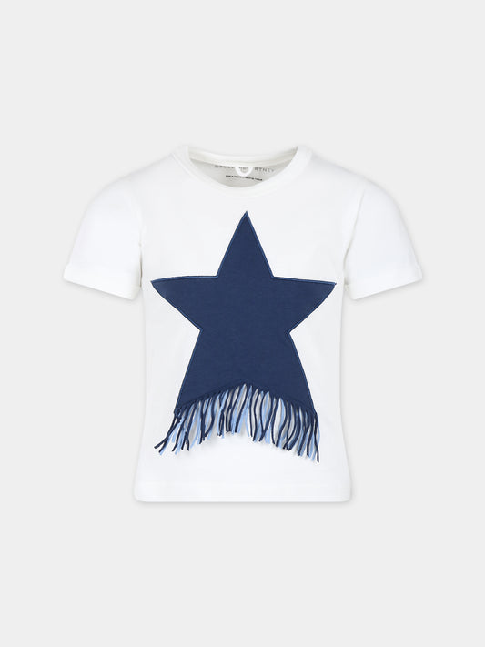 T-shirt bianca per bambina con stella,Stella Mccartney Kids,TS8B91 Z0434 101