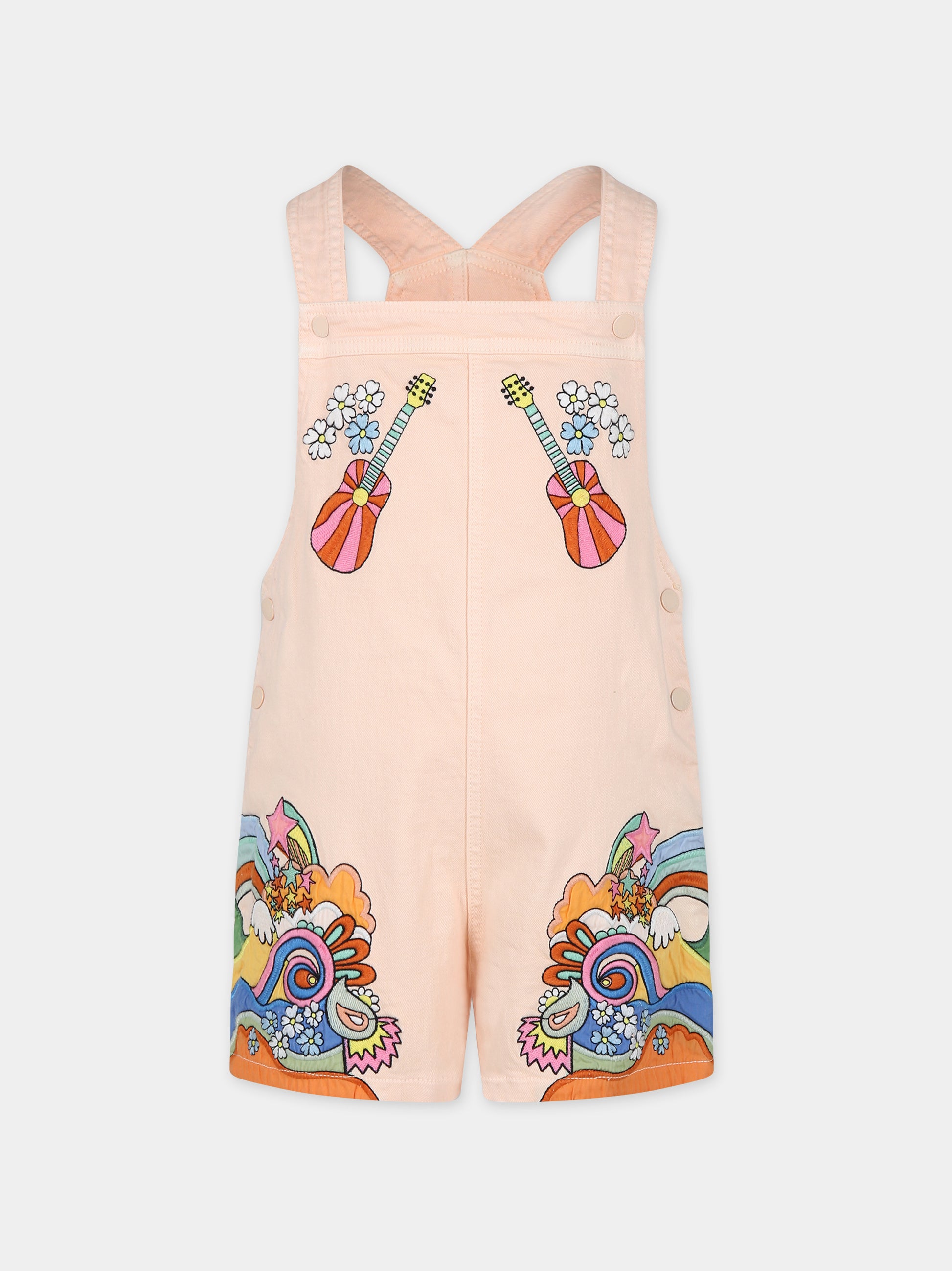 Salopette rosa per bambina con ricami floreali,Stella Mccartney Kids,TSAA12 Z0156 504