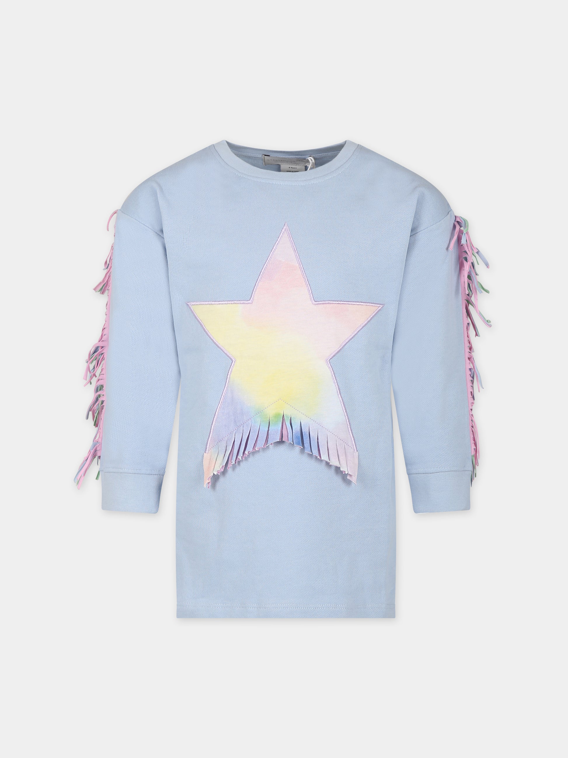 Vestito celeste per bambina con stella,Stella Mccartney Kids,TT1A10 Z0447 602