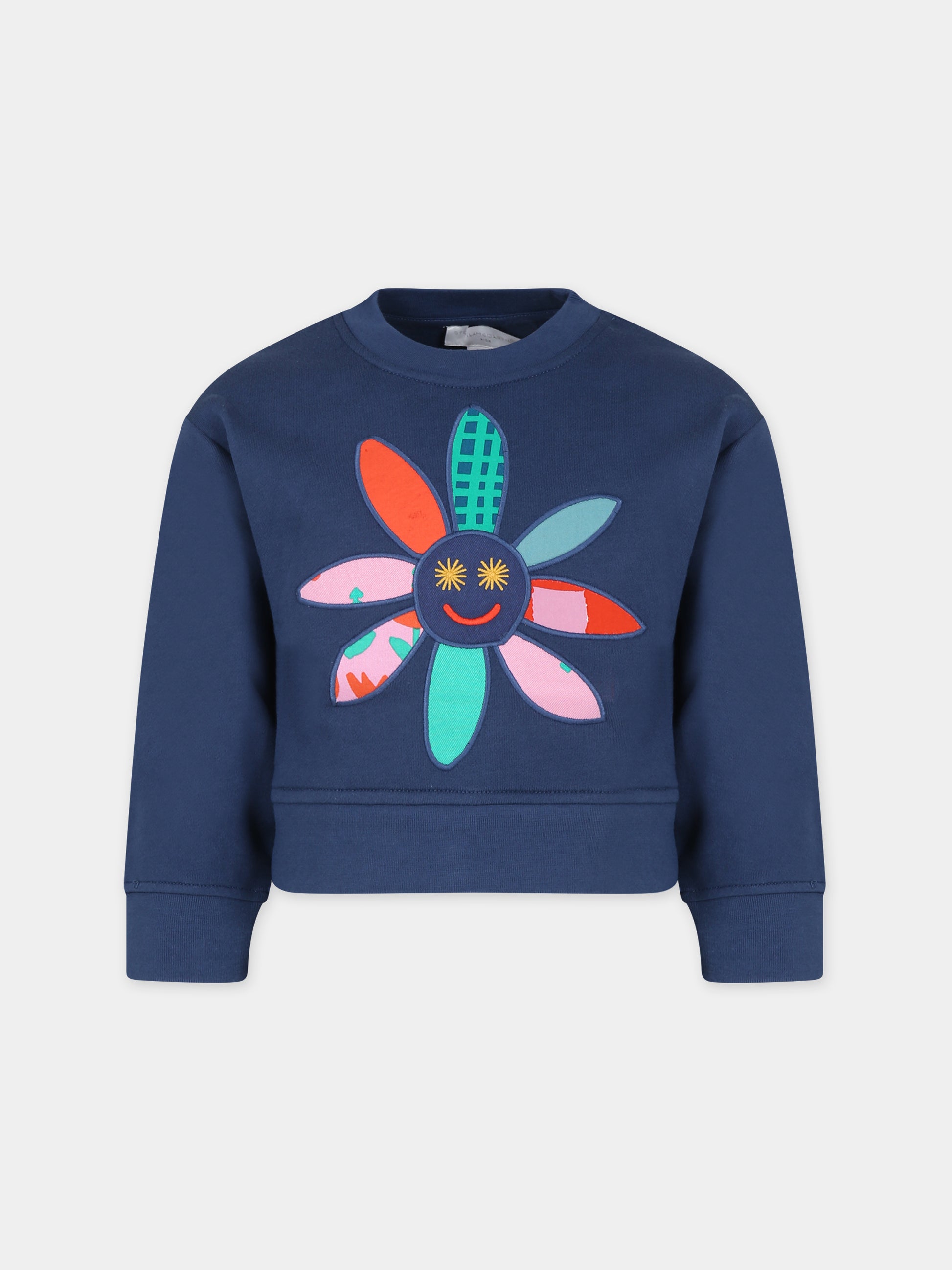 Felpa blu per bambina con fiore,Stella Mccartney Kids,TT4B80 Z0447 618