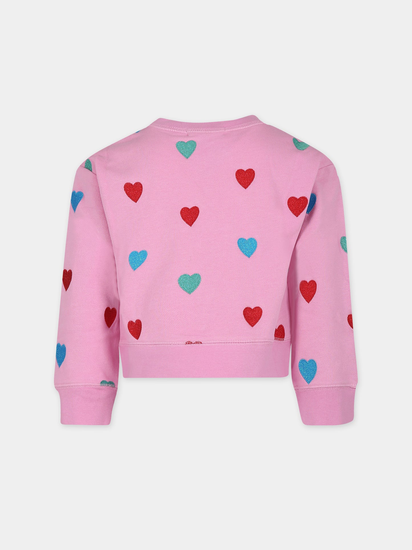 Felpa rosa per bambina con cuori,Stella Mccartney Kids,TT4C70 Z1352 547MC