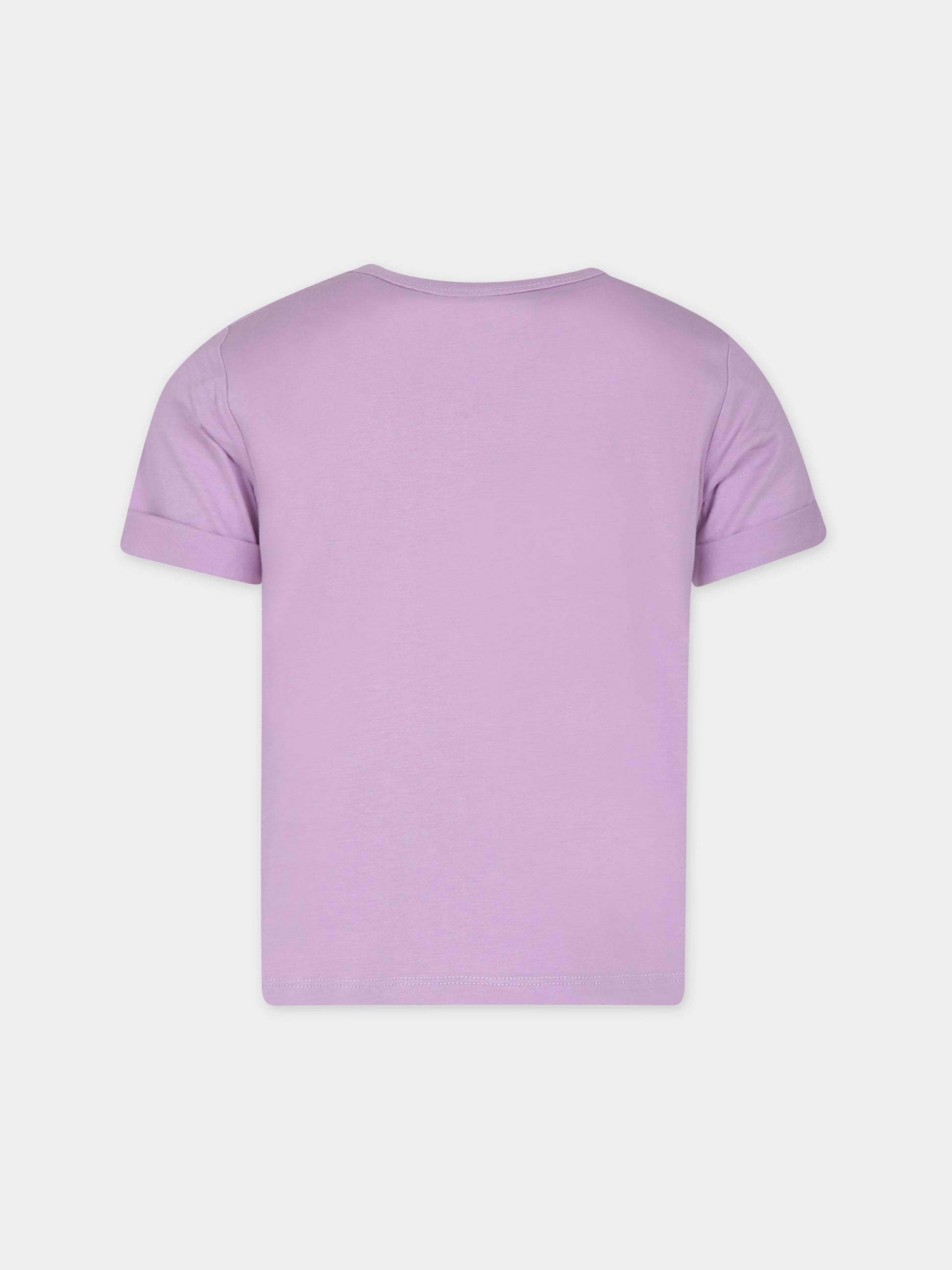 T-shirt viola per bambina con stella,Stella Mccartney Kids,TT8A71 Z0434 516