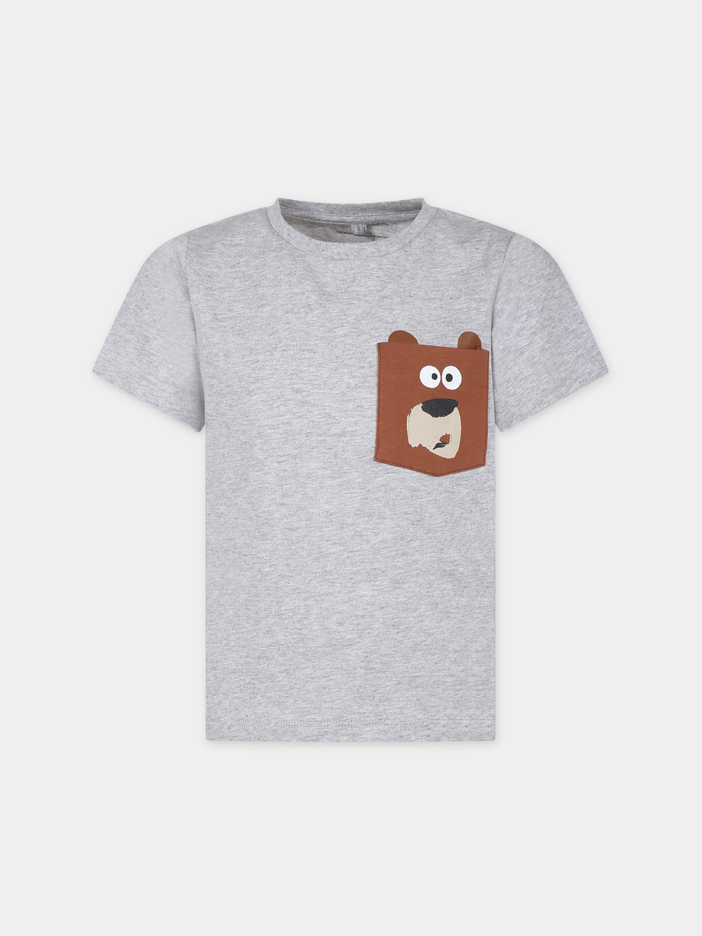 T-shirt grigia per bambino con stampa orso,Stella Mccartney Kids,TT8P81 Z0434 905