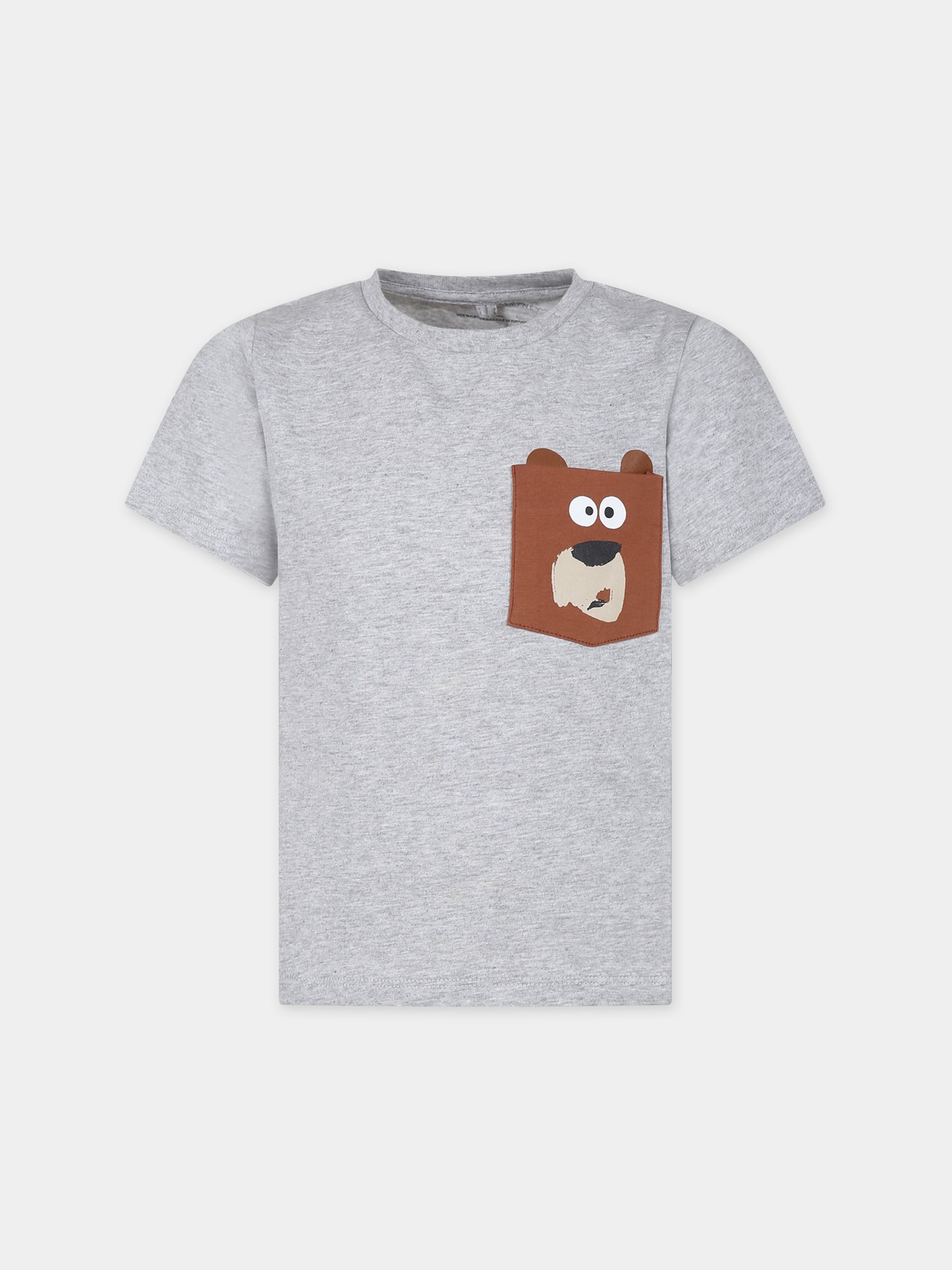 T-shirt grigia per bambino con stampa orso,Stella Mccartney Kids,TT8P81 Z0434 905