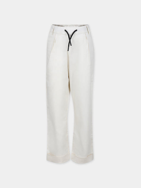 Pantaloni avorio per bambino con logo,Msgm Kids,MS029540 AVORIO