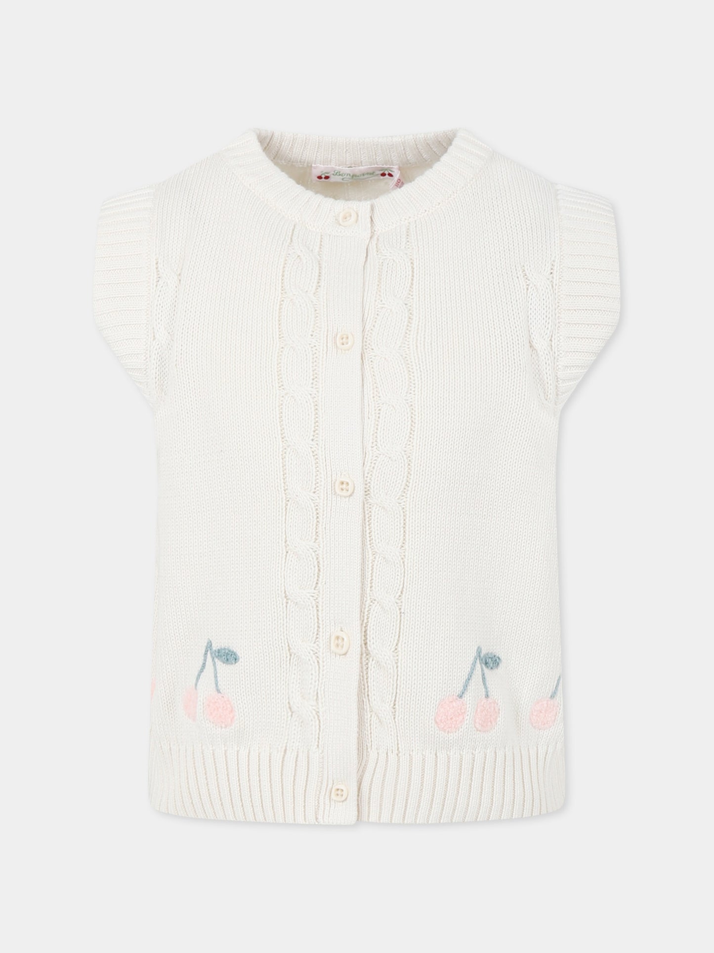 Pull gilet pour fille avec cerises