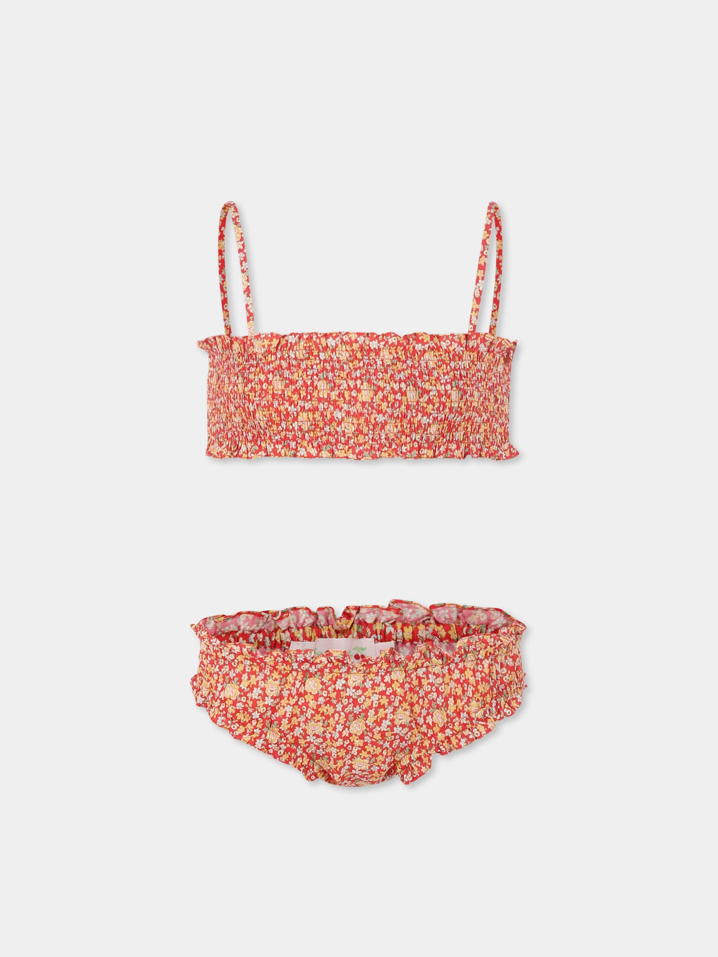 Bikini rouge pour fille avec imprimé floral