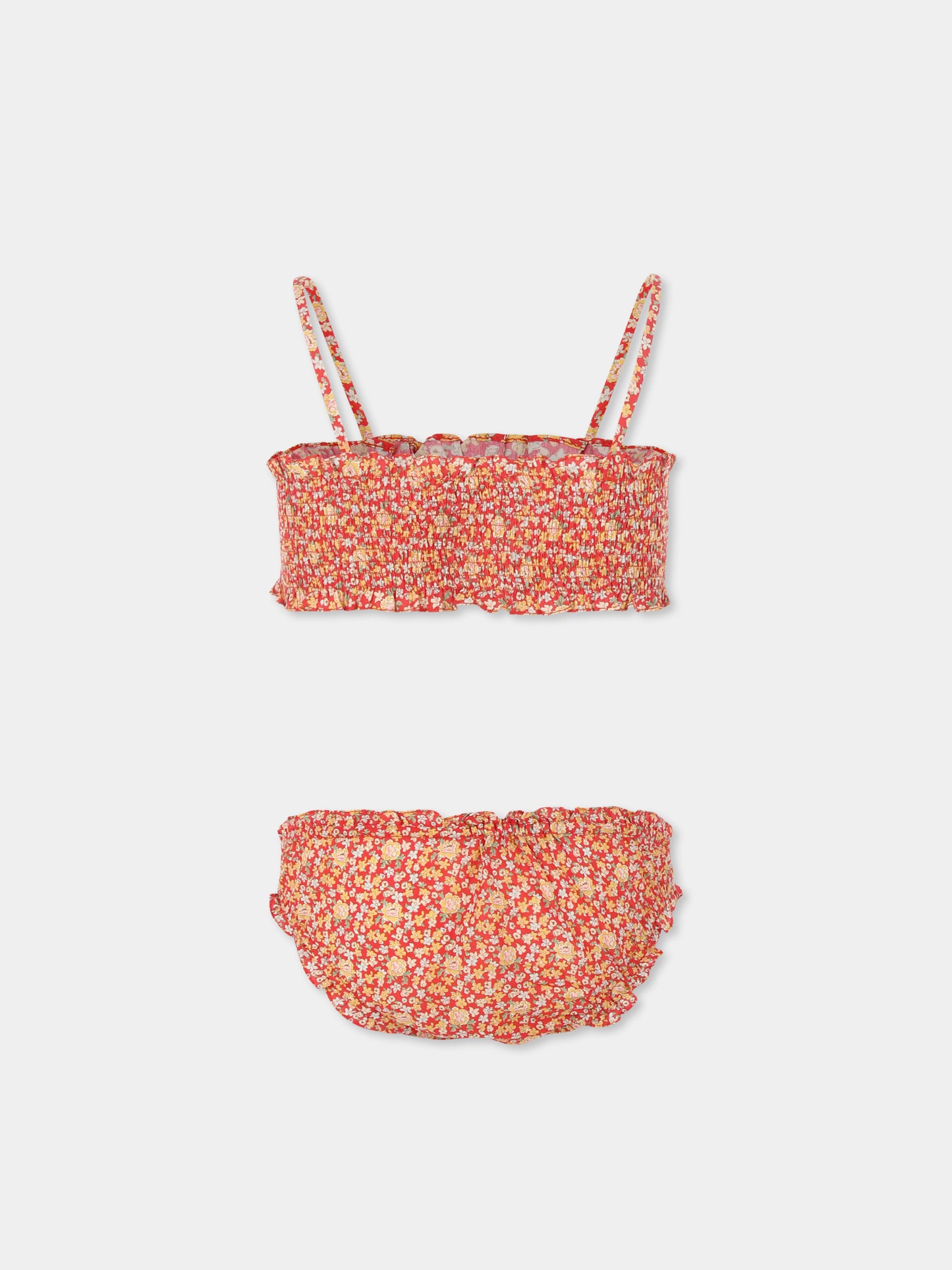 Bikini rouge pour fille avec imprimé floral