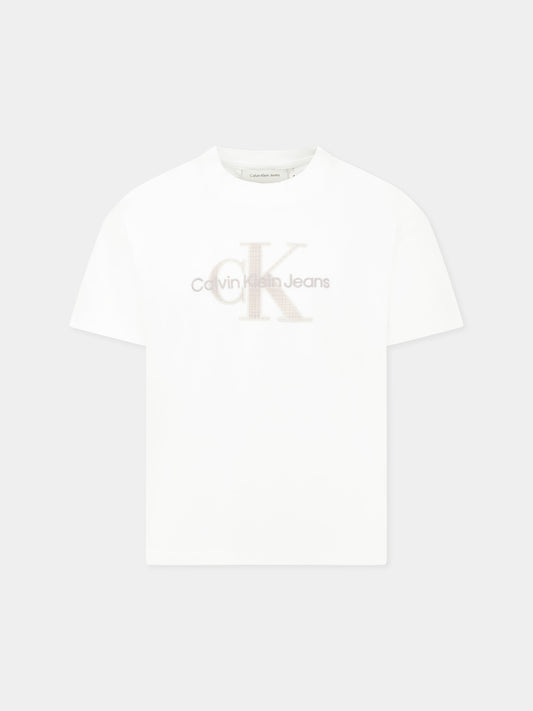 T-shirt bianca per bambina con logo,Calvin Klein Kids,24F CKIB0IB02359J IB0IB02359 YAF