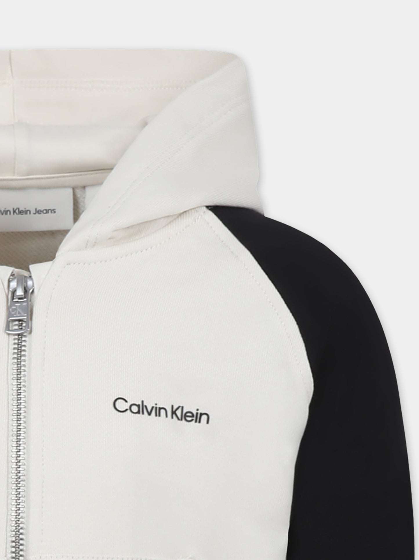 Felpa avorio per bambino con logo,Calvin Klein Kids,24F CKIB0IB02378J IB0IB02378 CKS