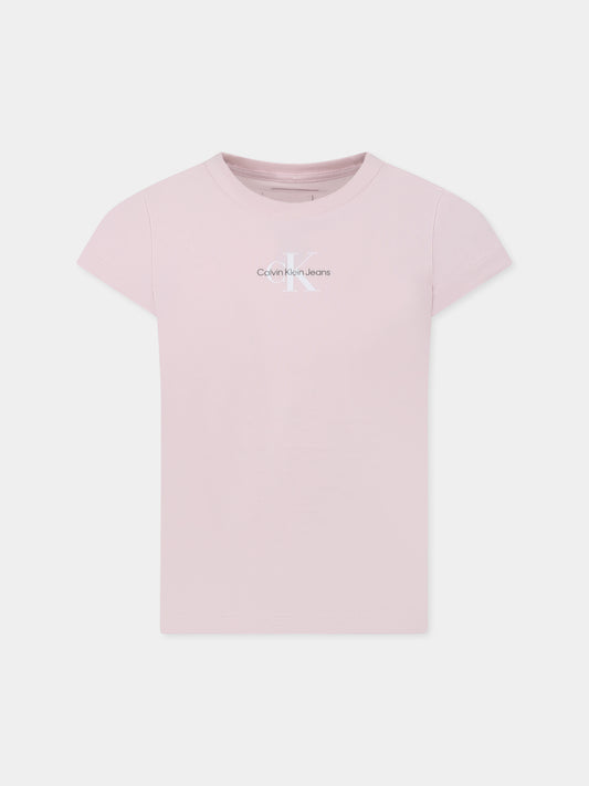 T-shirt rose pour fille avec logo