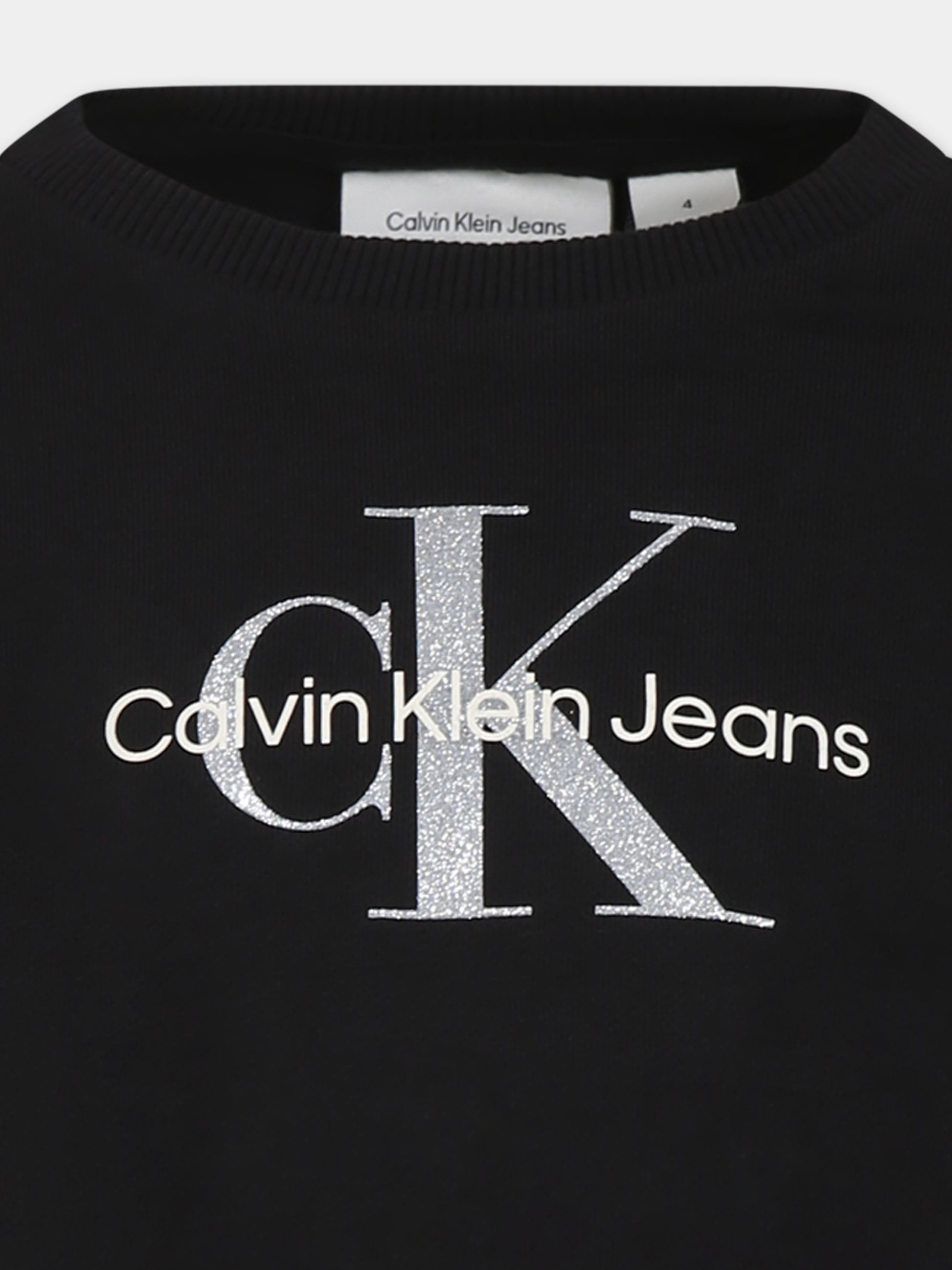 Felpa nera per bambina con logo,Calvin Klein Kids,24F CKIG0IG02823J IG0IG02823 BEH