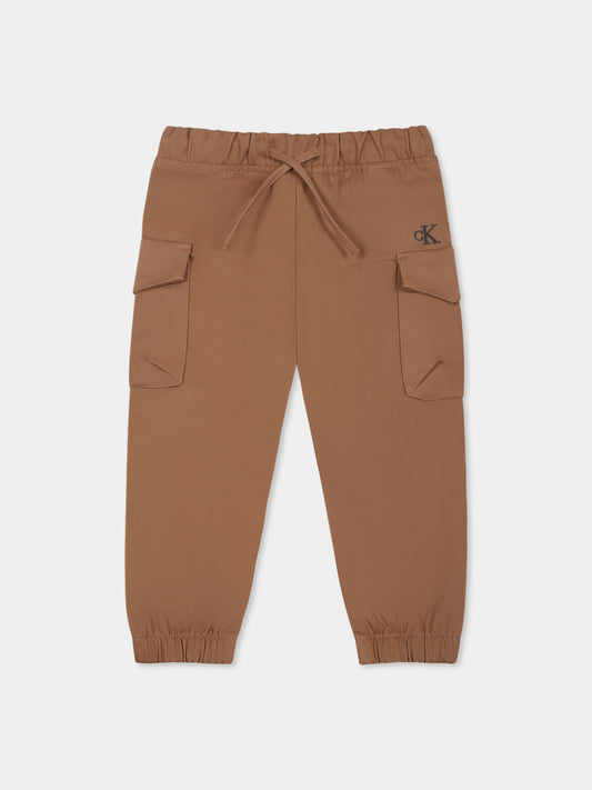 Pantaloni marroni per neonato con logo,Calvin Klein Kids,24F CKIN0IN00195J IN0IN00195 GU1