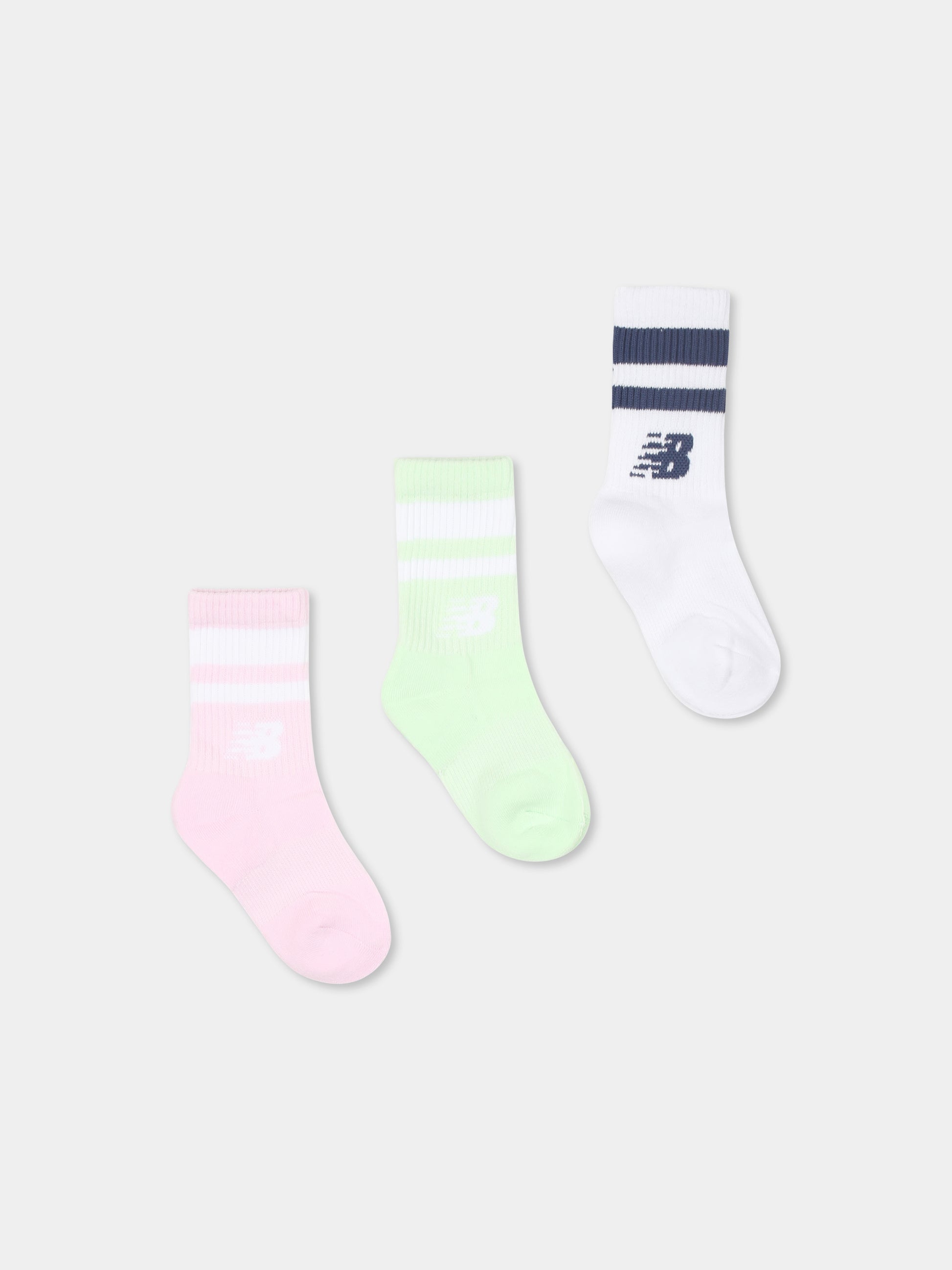 Set calze multicolor per bambina con logo,New Balance,25S NBLAKB0091 LAKB0091 MEW