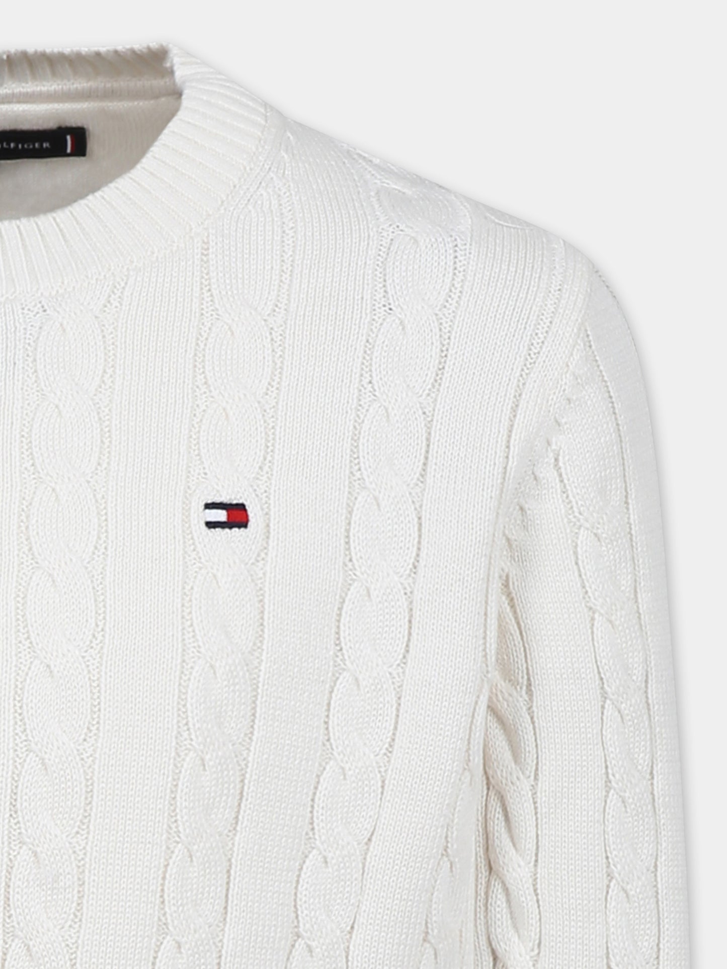 Pull ivoire pour garçon avec drapeau