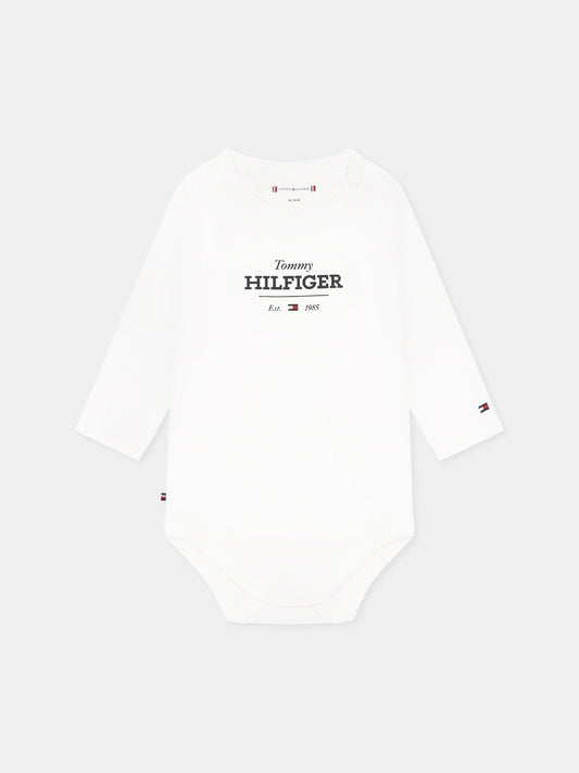 Body bianco per neonati con logo,Tommy Hilfiger Junior,24F THKN0KN01974J KN0KN01974 YBR