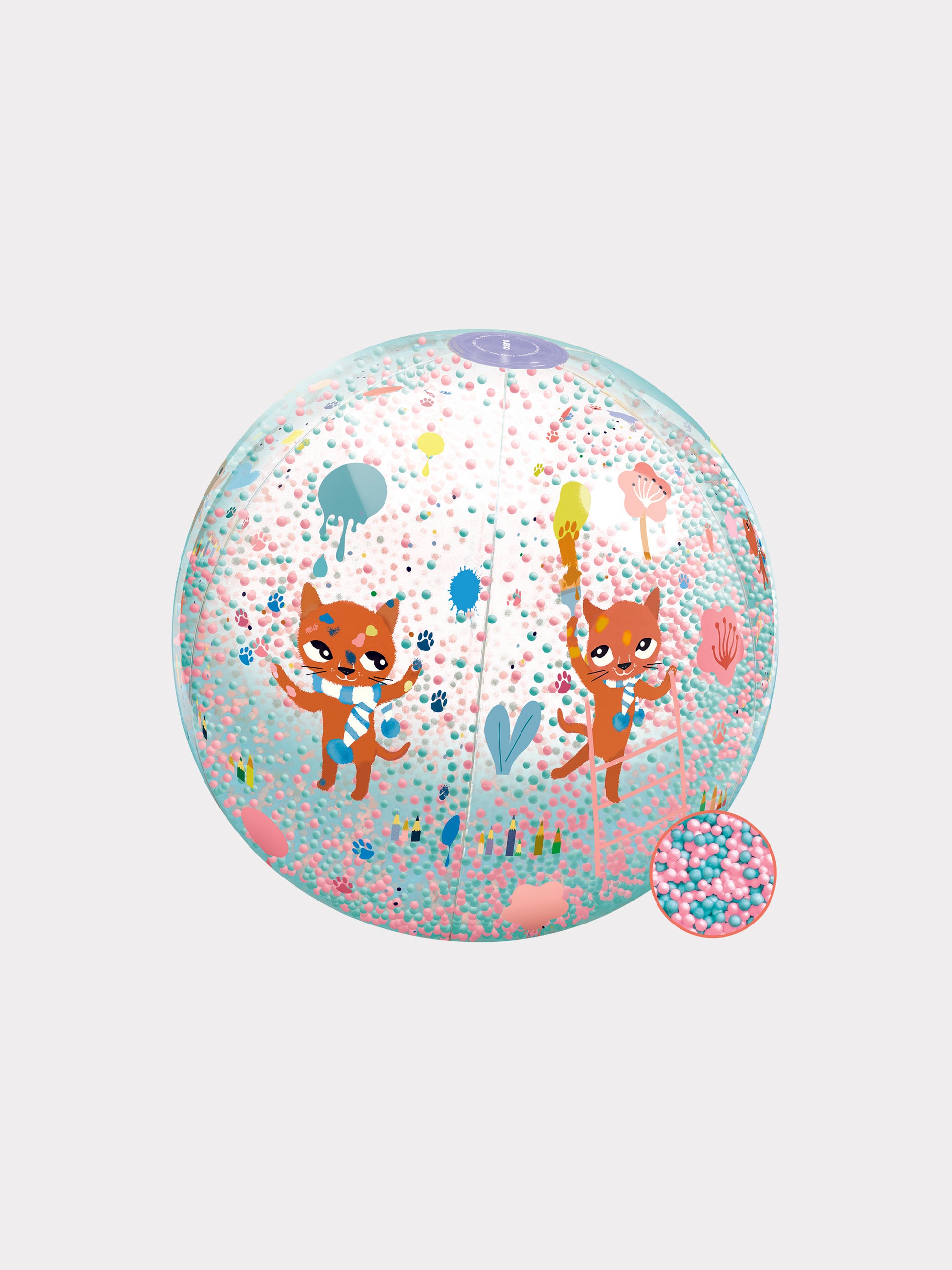 Pallone Bolle multicolor per bambini con stampa gatto,Djeco,DJ00177