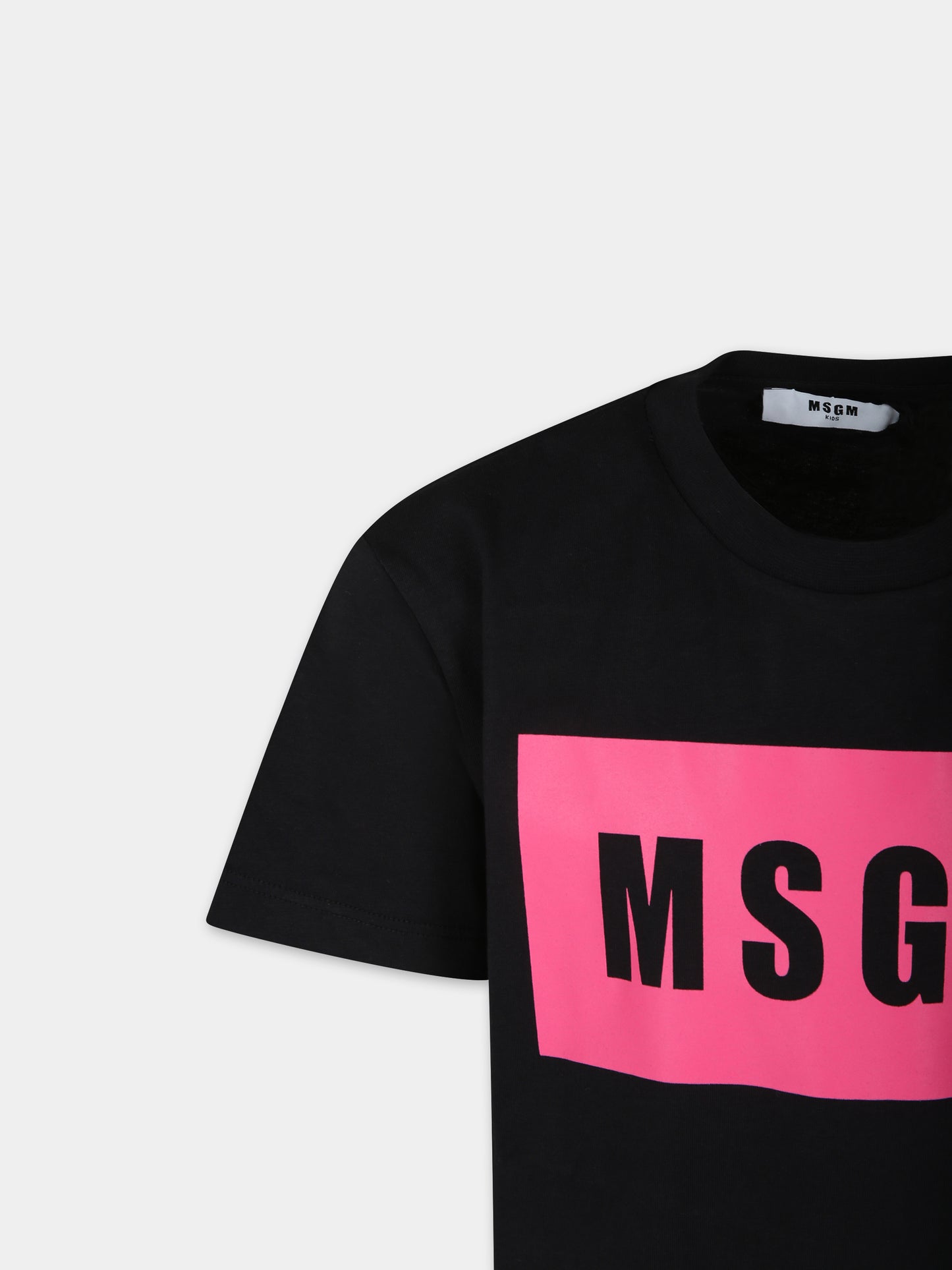 T-shirt nera per bambina con stampa e logo,Msgm Kids,S4MSJUTH010 110