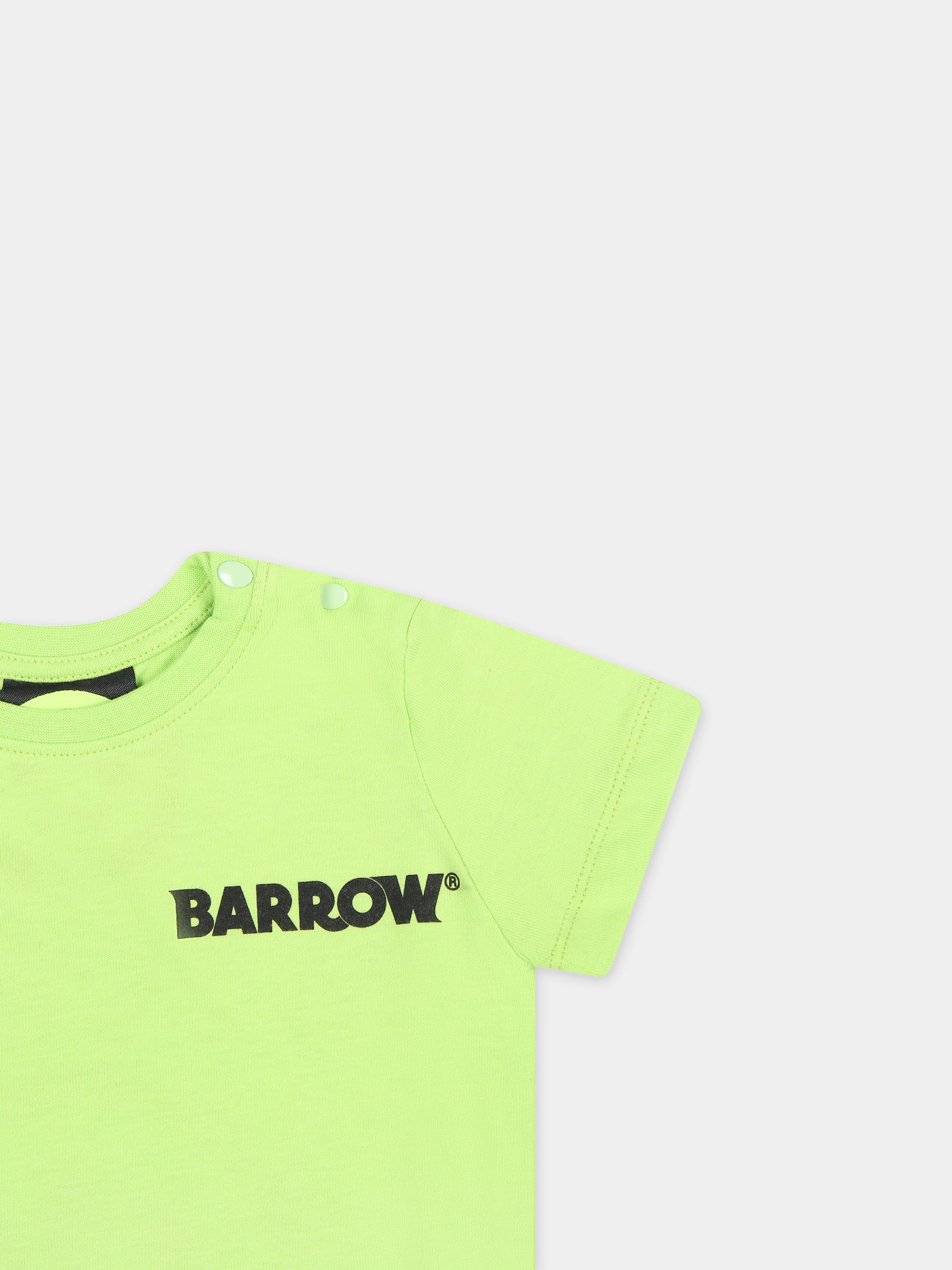 T-shirt verde per neonati con smile e logo,Barrow,S4BKUNTH141 253