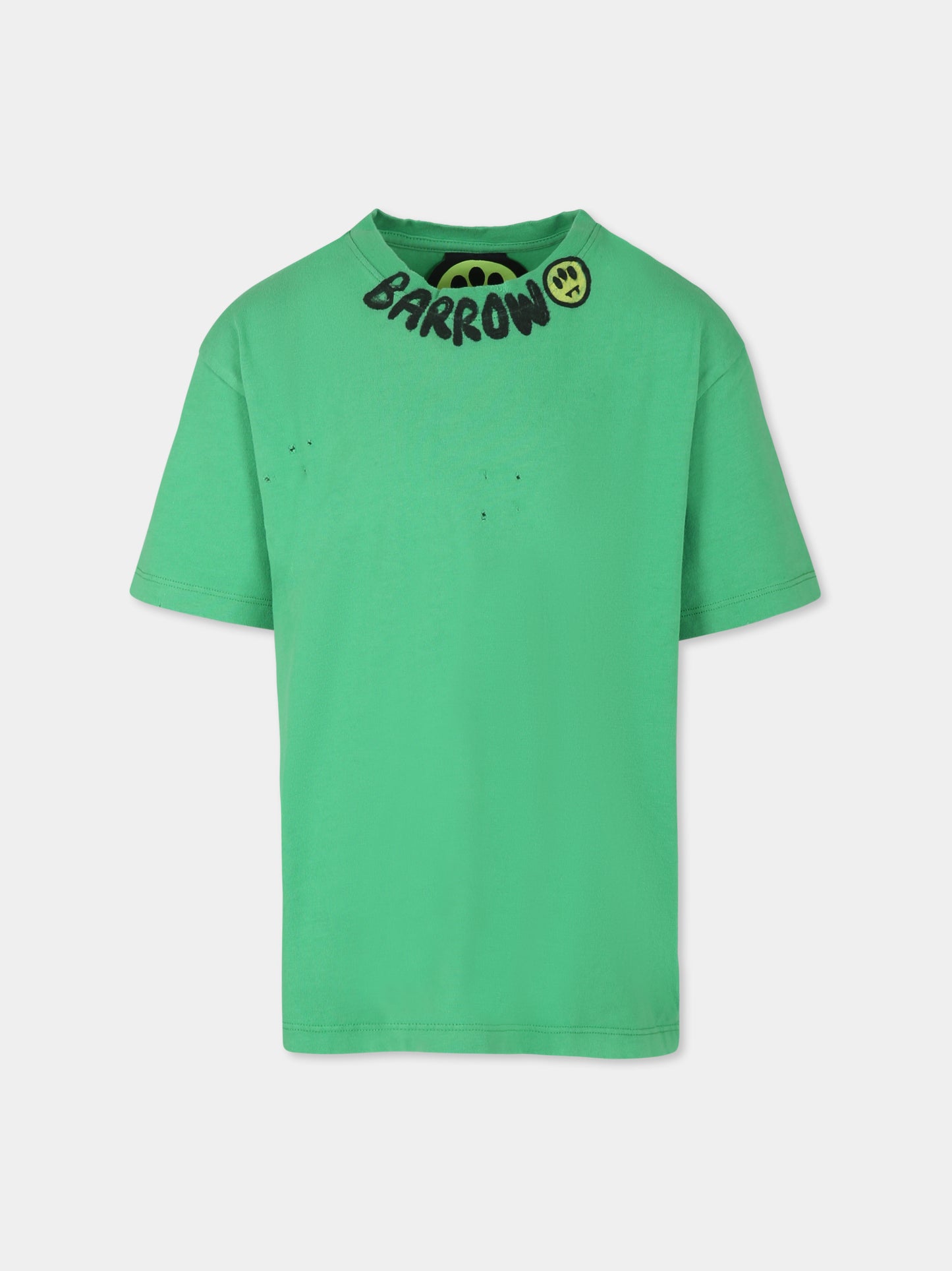 T-shirt verde per bambini con smile,Barrow,S4BKJUTH028 BW012