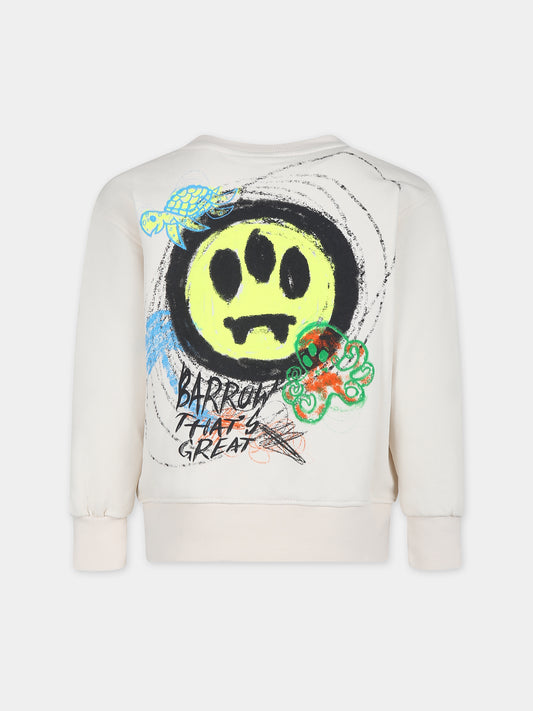 Felpa avorio per bambini con smile e stampa graffiti,Barrow,S4BKJUSW021 01