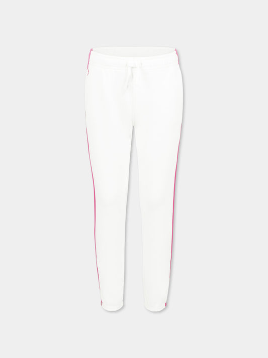 Pantaloni bianchi per bambina con cavallino,Ralph Lauren Kids,957361001 PAPER WHITE W/ BELMONT PINK