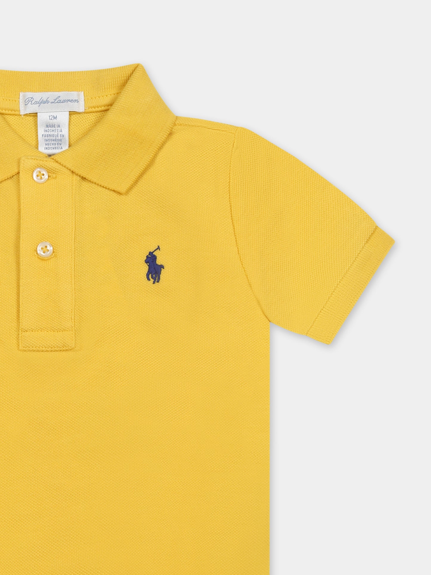 Polo gialla per neonato con cavallino,Ralph Lauren Kids,703632145 CANARY YELLOW