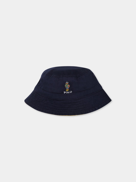 Cloche réversible bleue pour bébé garçon avec Polo Bear