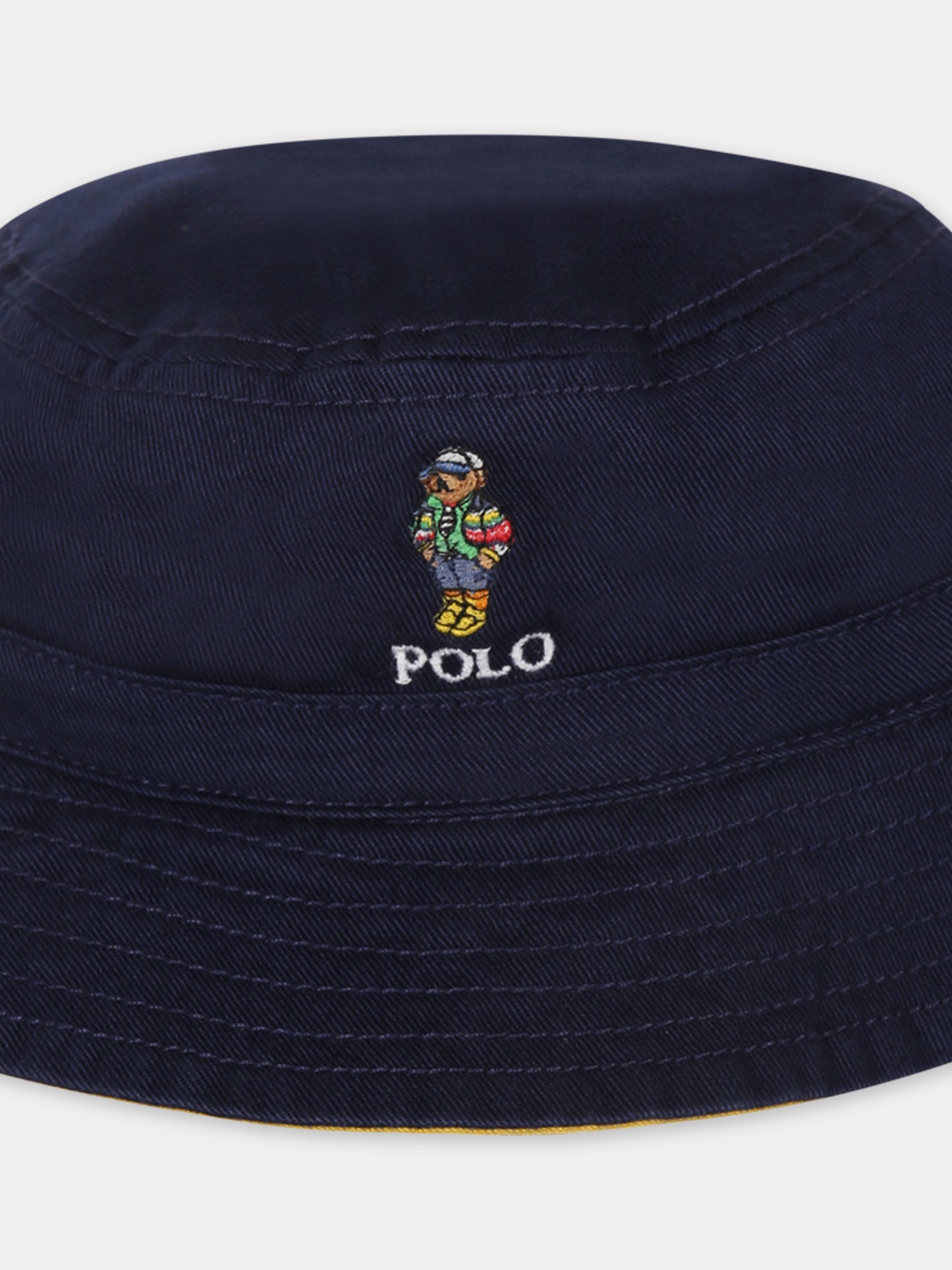 Cloche réversible bleue pour bébé garçon avec Polo Bear