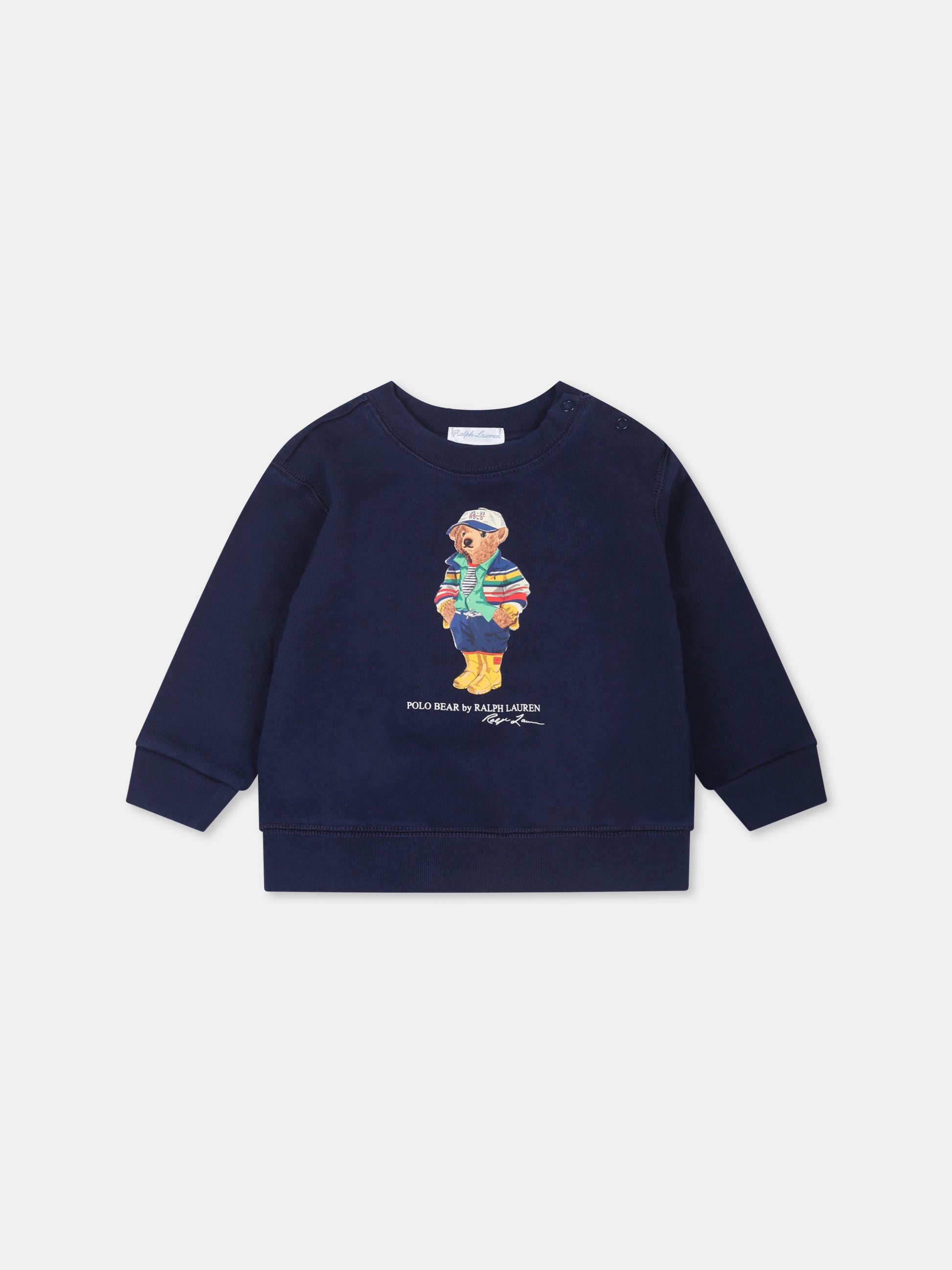 Felpa blu per neonato con Polo bear,Ralph Lauren Kids,975028001 CR24 BEAR NEWPORT NAVY