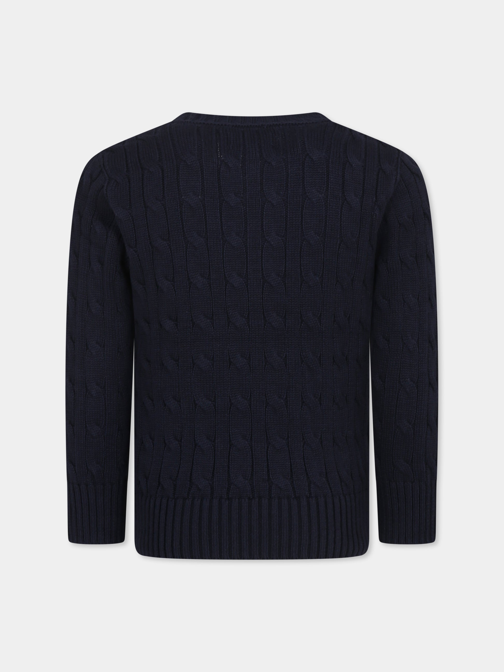 Maglione blu per bambino con cavallino,Ralph Lauren Kids,702674060 RL NAVY/C3807