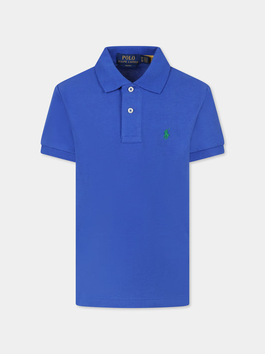 Polo blu per bambino con cavallino,Ralph Lauren Kids,708857183 TRAVEL BLUE/C6133