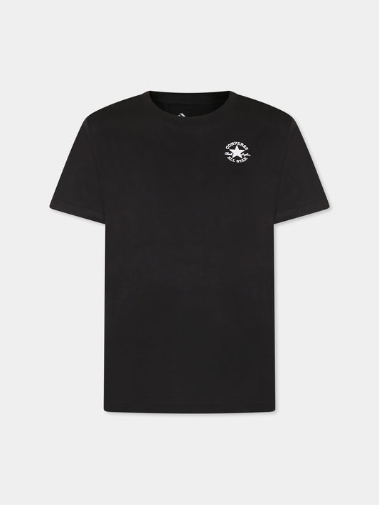 T-shirt nera per bambini con logo,Converse,9CG709 023