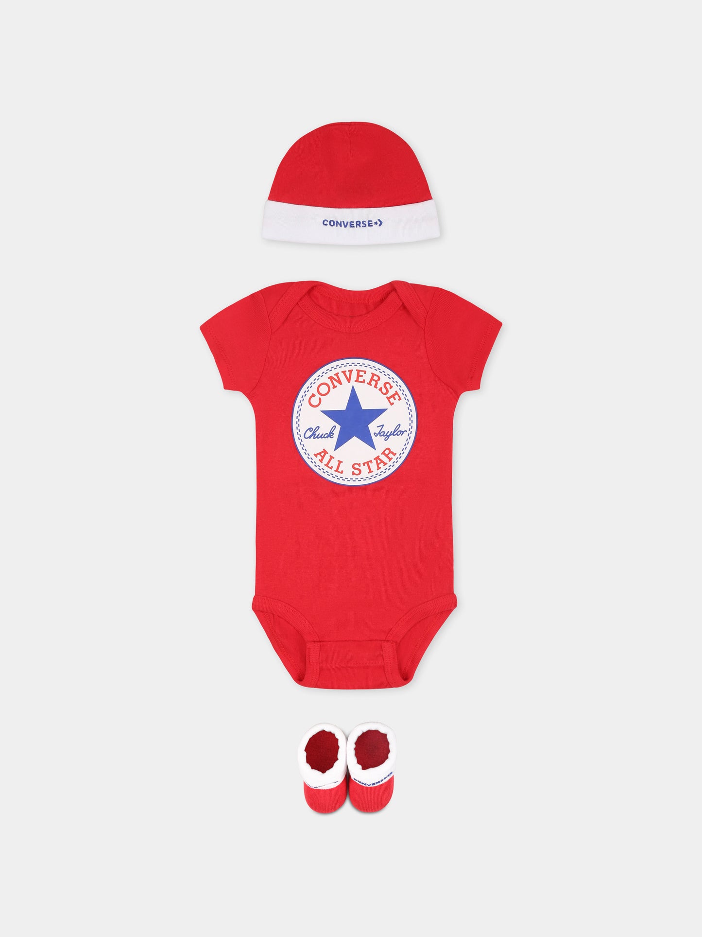 Set body rosso per neonato con logo,Converse,LC0028 F97