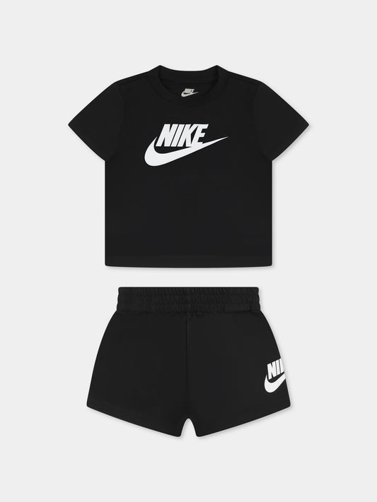 Completo nero per neonato con logo,Nike,66L596 023