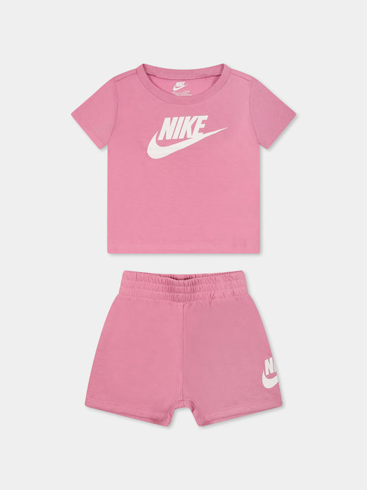 Completo rosa per neonata con logo,Nike,56L596 ACG