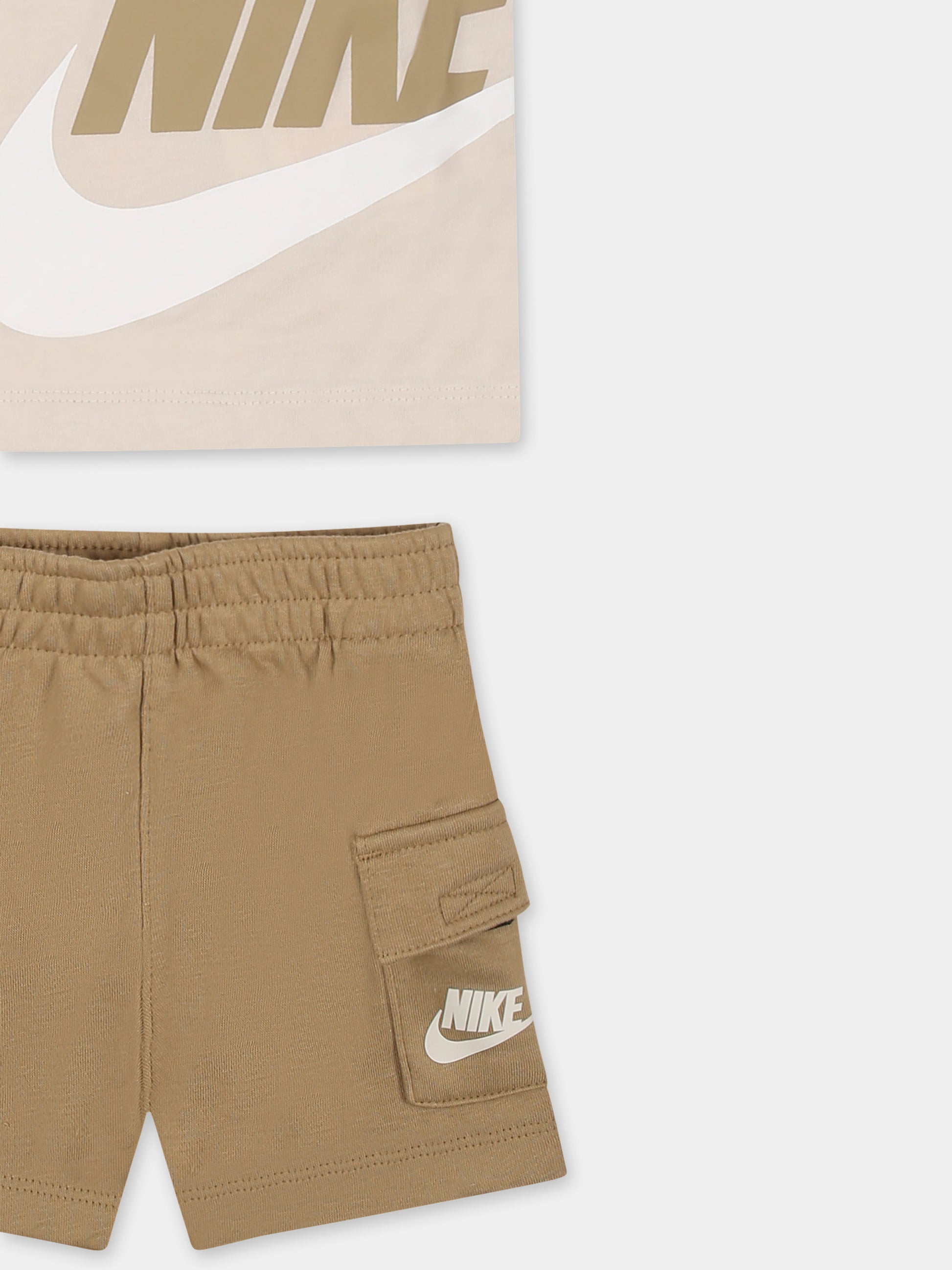 Completo beige per neonato con logo,Nike,66J213 X3E