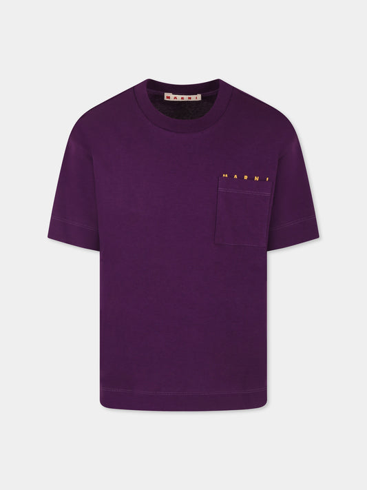 T-shirt viola per bambini con logo,Marni Kids,M01415 M00RF MT272U 0M609