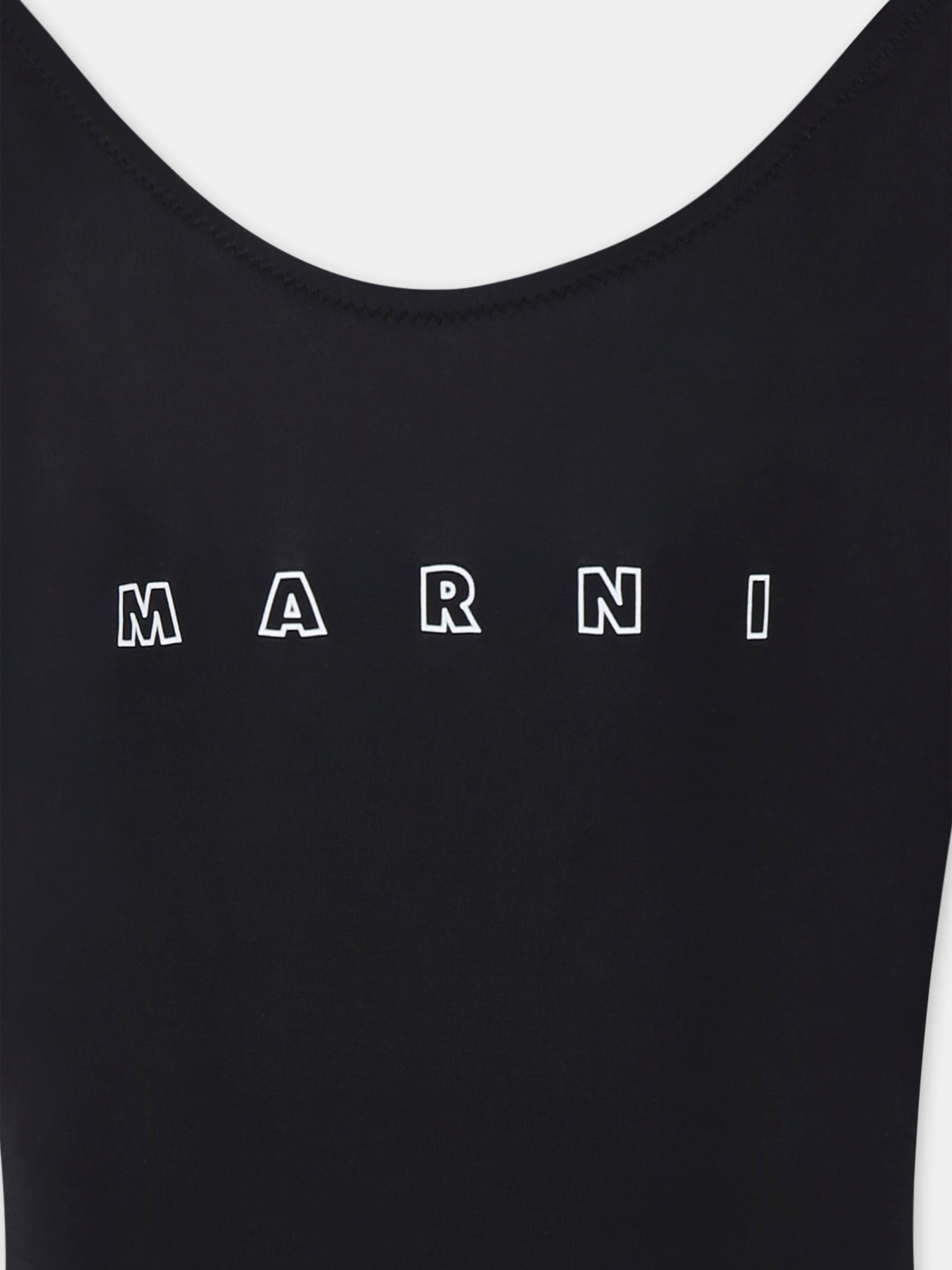 Costume intero nero per bambina con logo bianco,Marni Kids,M01350 M00M2 MM20F 0M900
