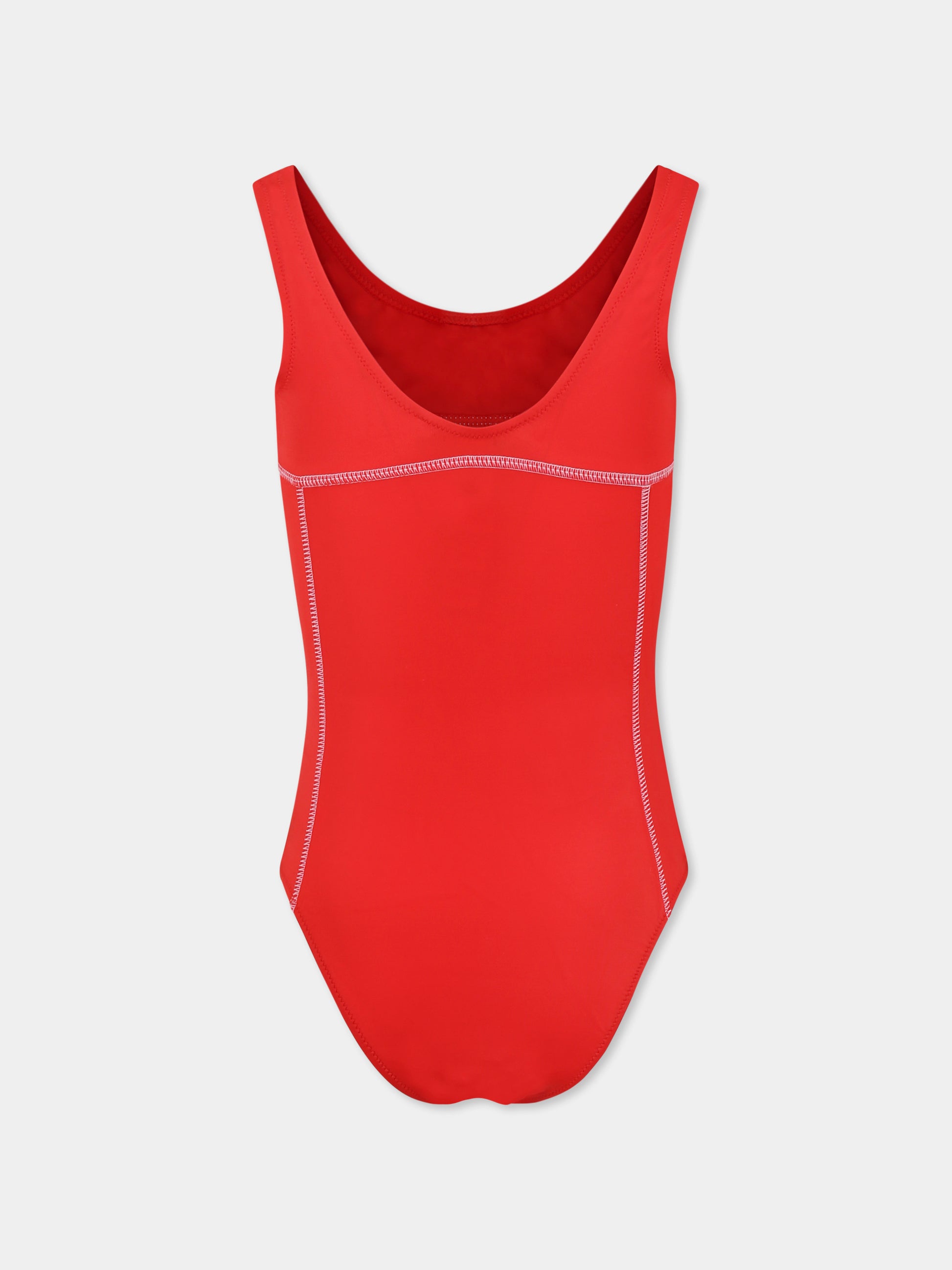 Costume intero rosso per bambina con logo bianco,Marni Kids,M01348 M00M2 MM18F 0M416