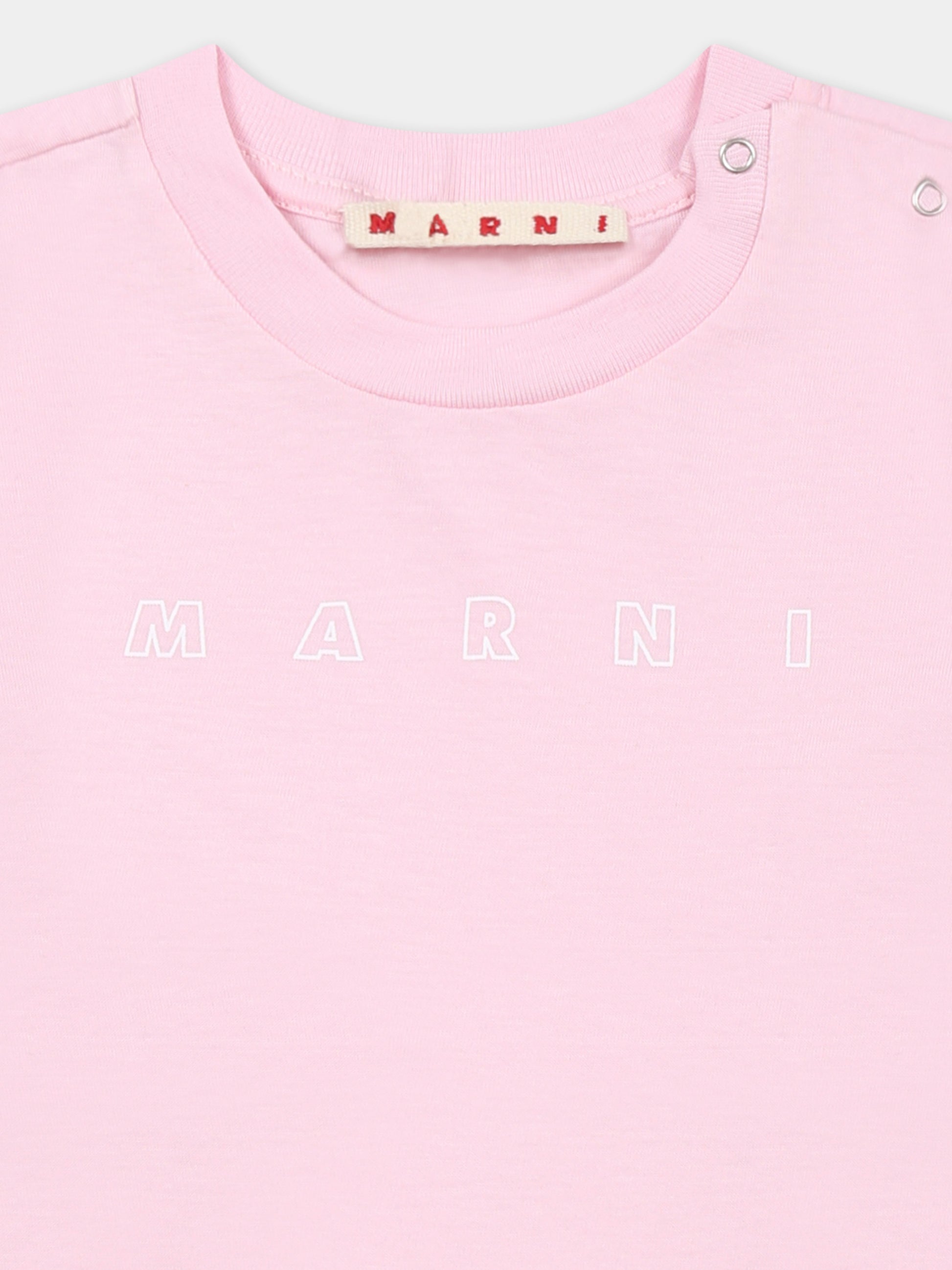 T-shirt rosa per neonata con logo,Marni Kids,M01438 M00RF MT276B 0M347