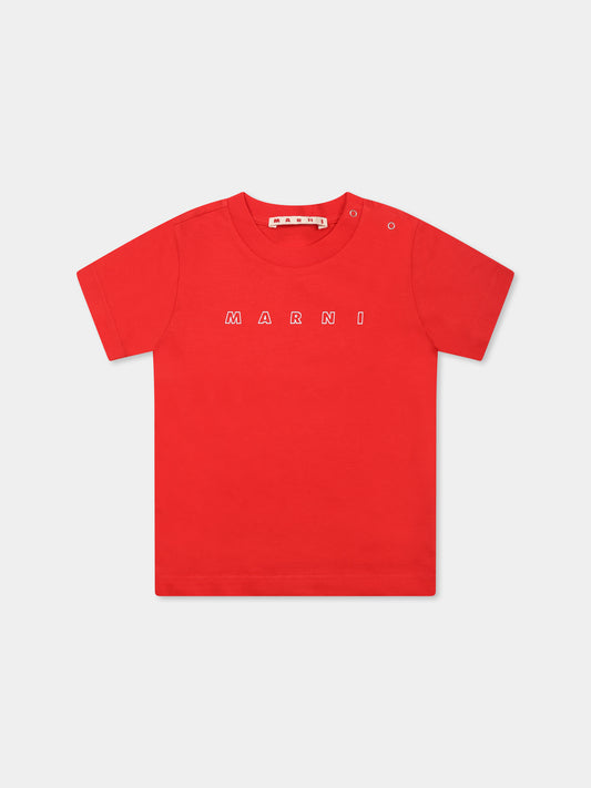 T-shirt rossa per neonati con logo,Marni Kids,M01438 M00RF MT276B 0M416