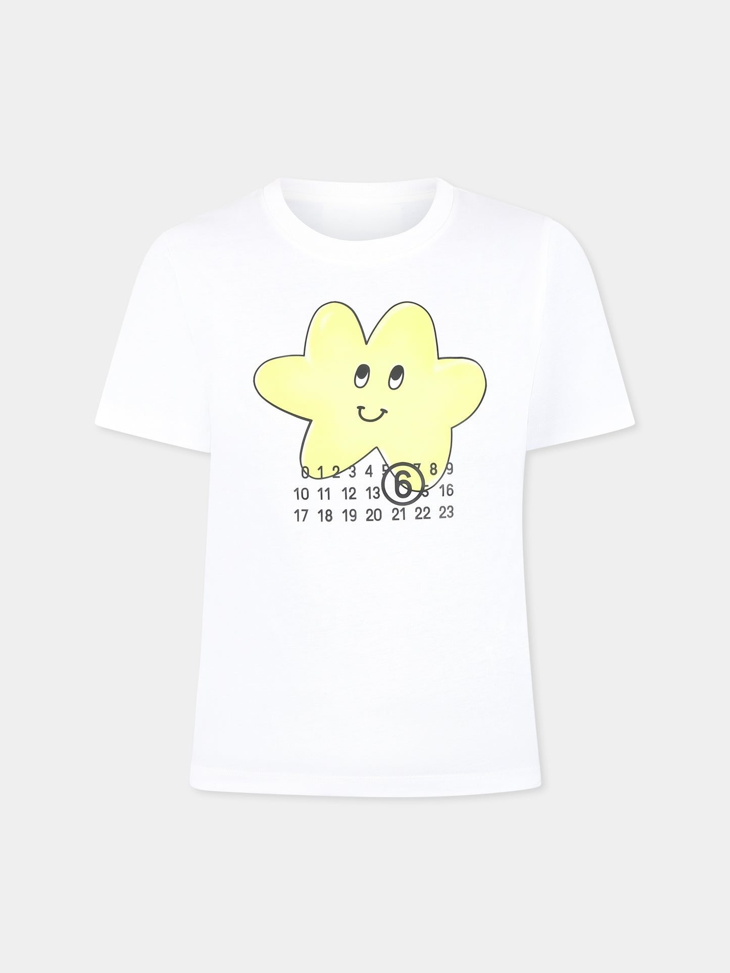 T-shirt blanc pour fille avec logo et étoile