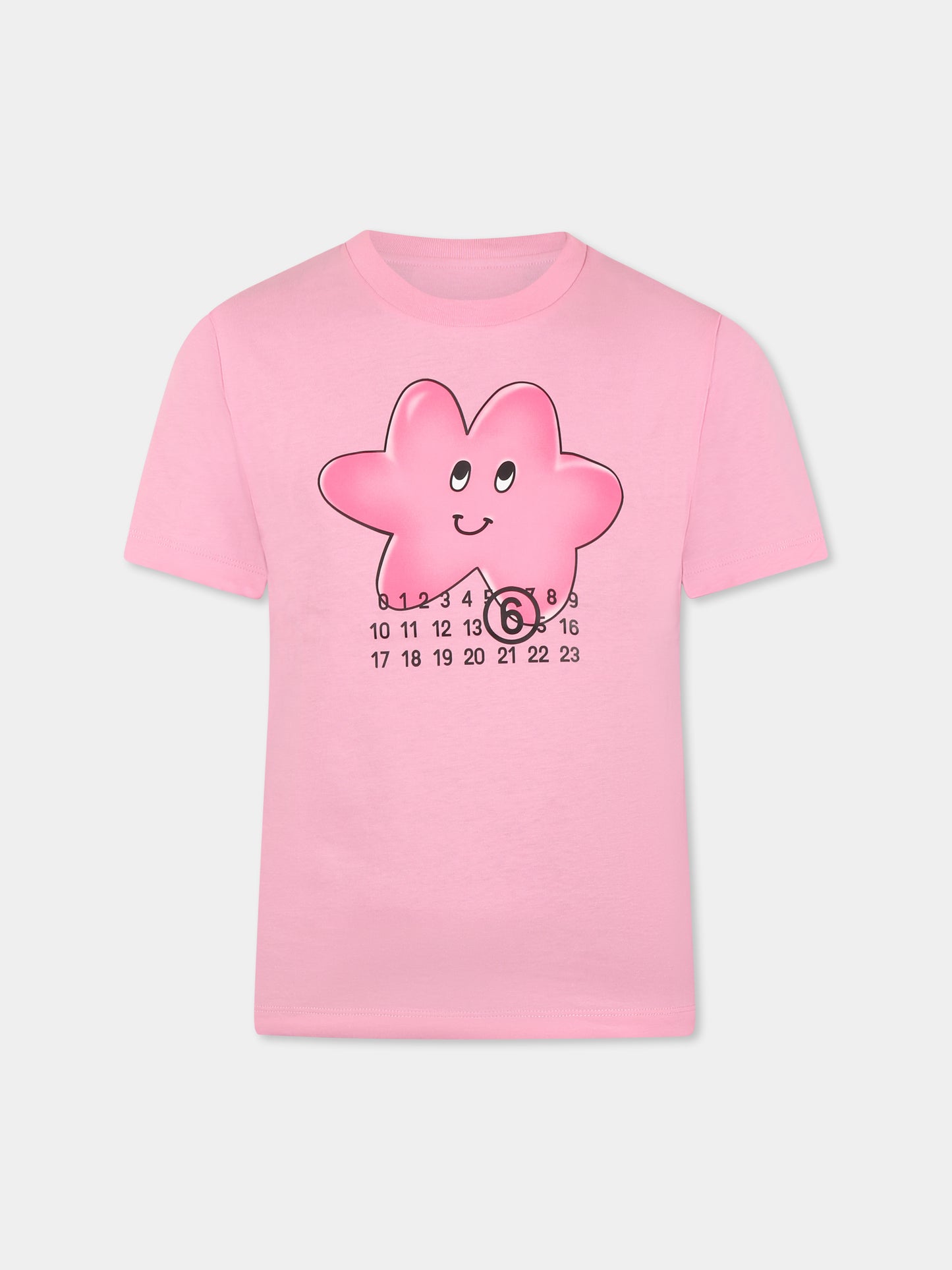 T-shirt rose pour fille avec logo et étoile