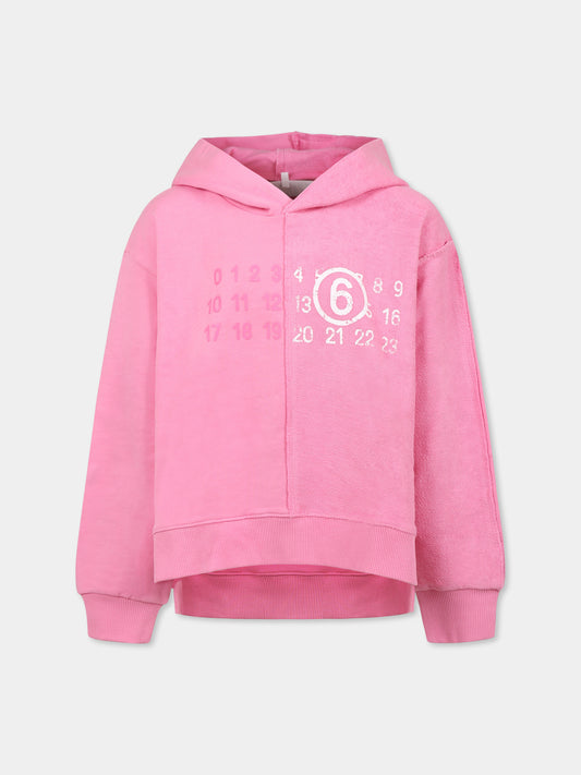 Sweat rose pour fille avec logo