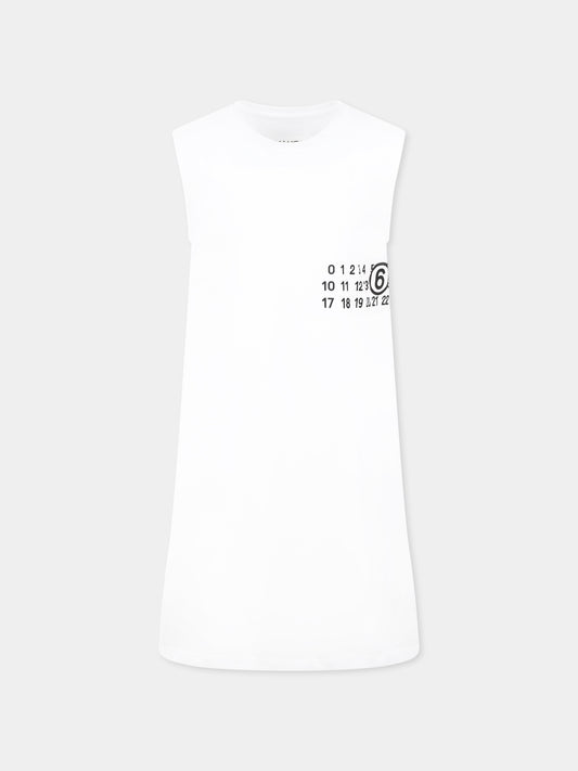 Copricostume bianco per bambina con stampa numeri,Mm6 Maison Margiela,M60780 MM04I MM6MCU6U M6100