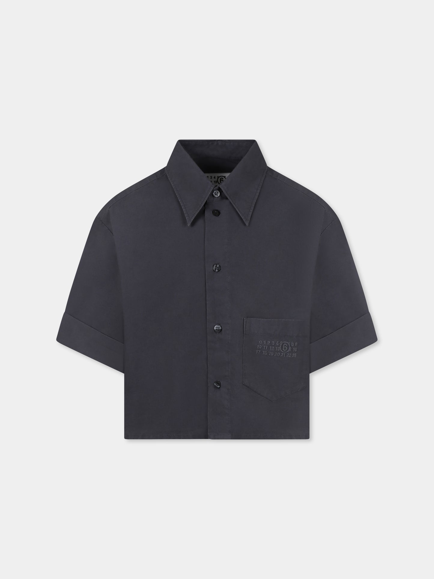 Camicia grigia crop per bambina con logo numerico,Mm6 Maison Margiela,M60511 MM04T MM6C17U M6904