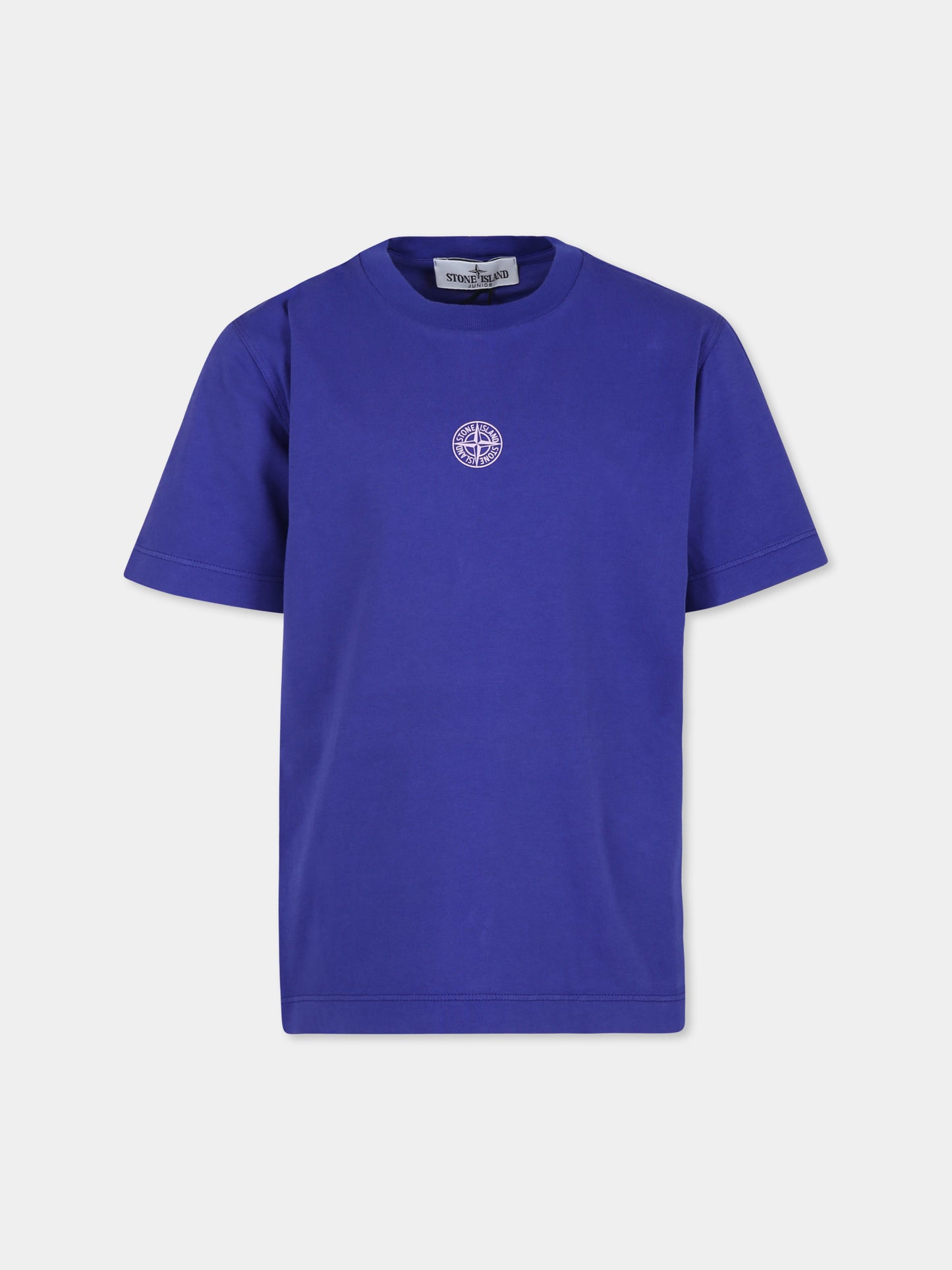 T-shirt blu per bambino con bussola,Stone Island Junior,801621071 V0022