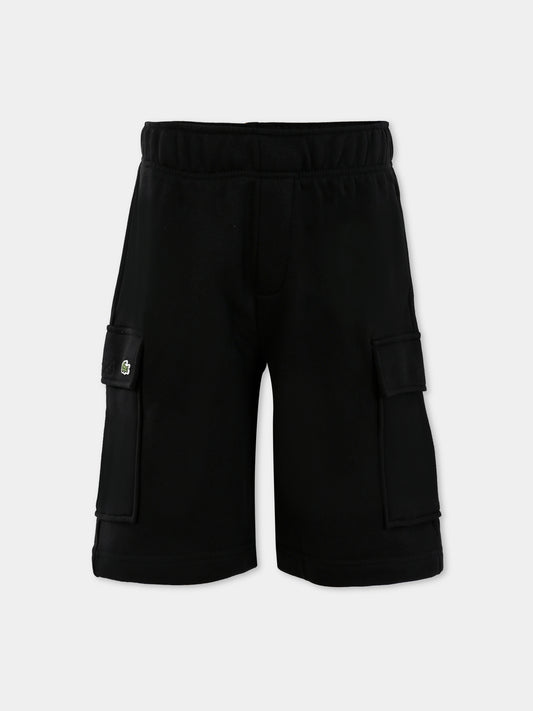 Shorts neri per bambino con coccodrillo,Lacoste,GJ7372 031